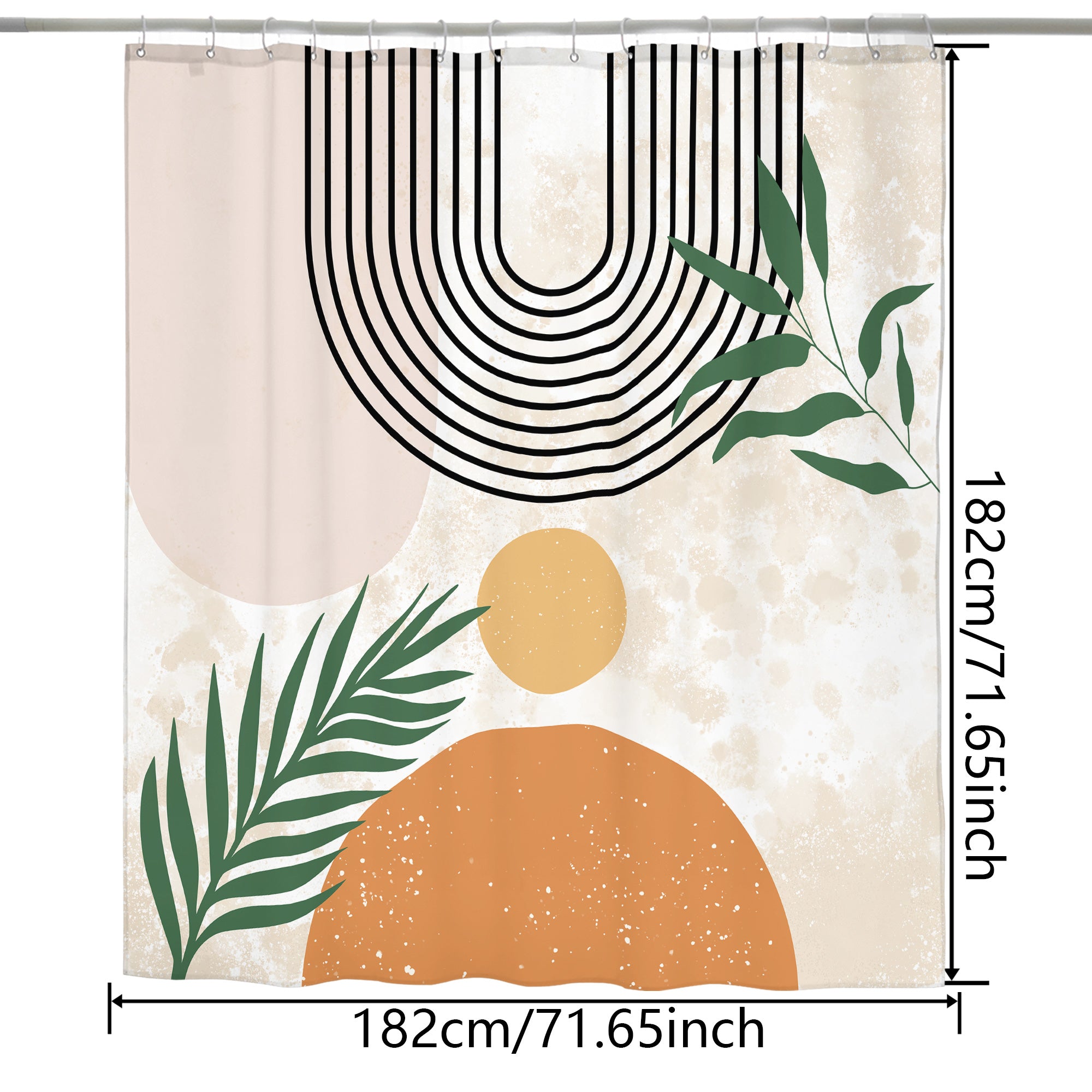 Shower Curtain for Walk-in Shower No Tub - Waterproof Boho Floral - Machine Washable - 72"x72"