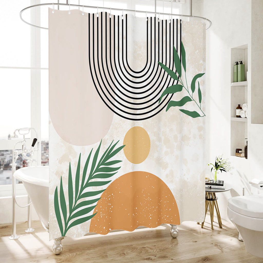 Shower Curtain for Walk-in Shower No Tub - Waterproof Boho Floral - Machine Washable - 72"x72"