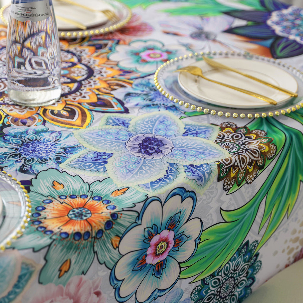 Original Design Hand Drawing Art Print Table Cloth, Washable Water Resistance Microfiber Decorative Rectangle Table Cover