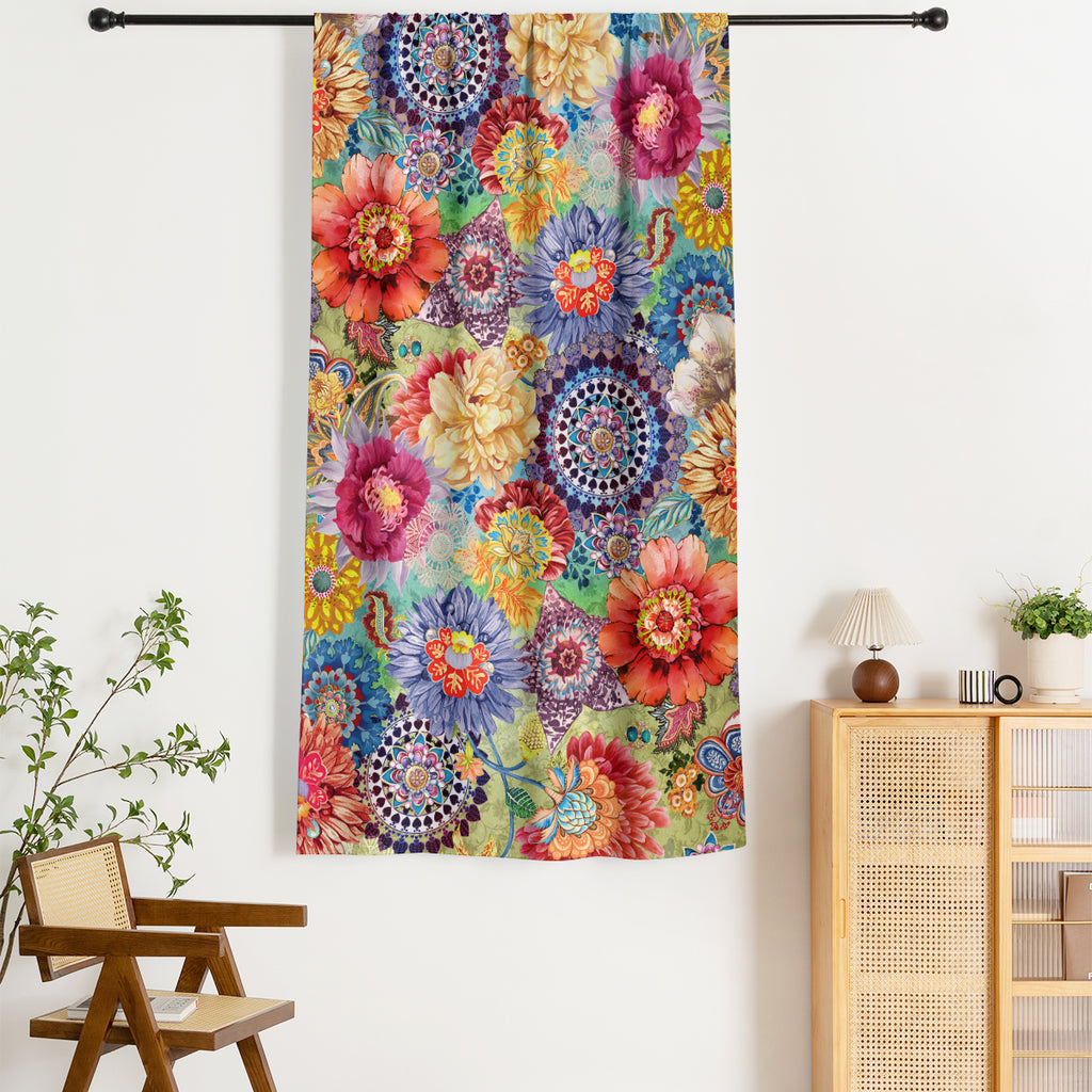 Thermal Blackout Door Curtain - Boho Floral - Room Darkening Panel