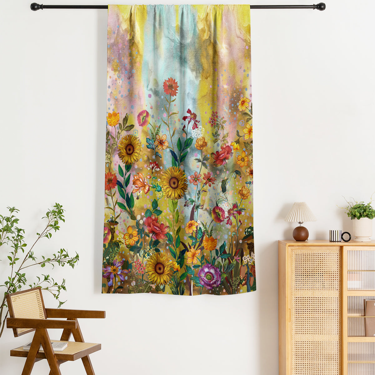 Thermal Blackout Door Curtain - Boho Floral - Room Darkening Panel