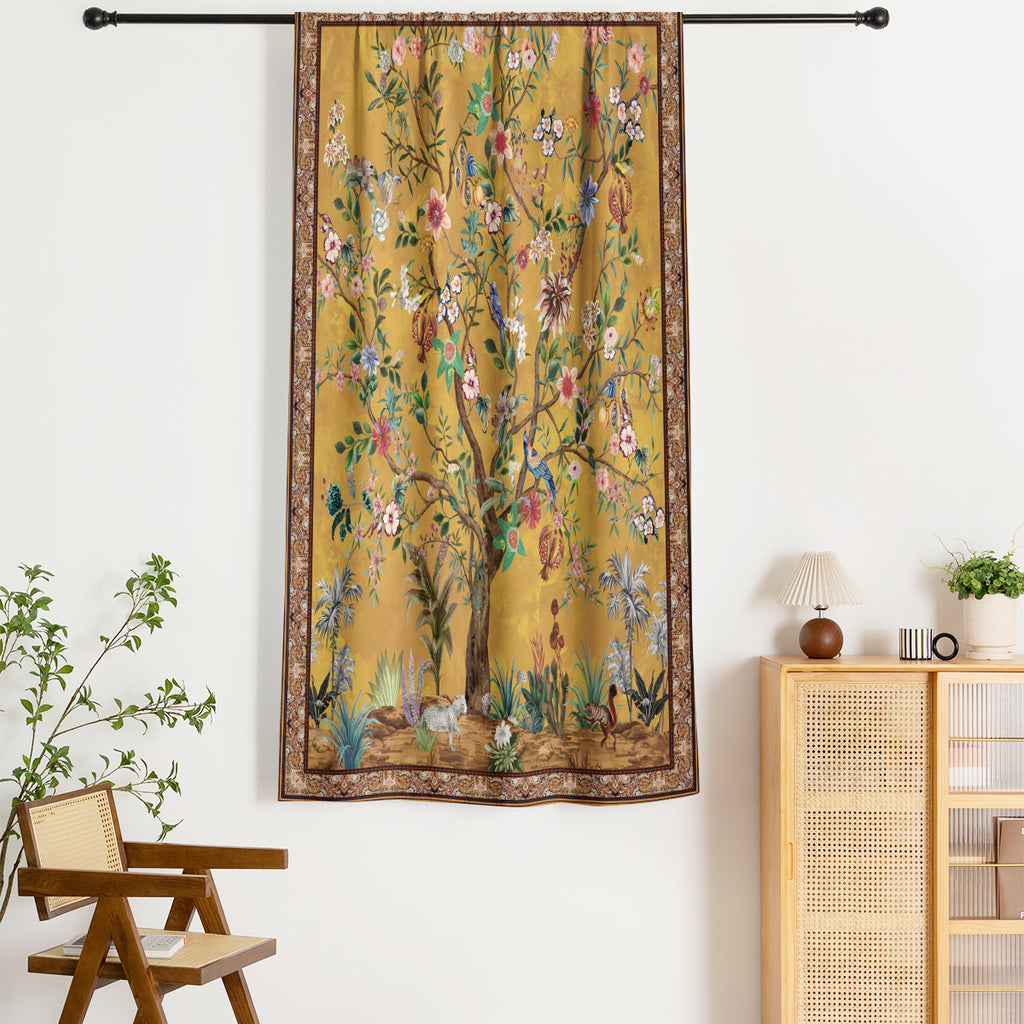 Rod Pocket Door Curtains Thermal Insulated Room Darkening Curtains Blackout Floral Style Drapes Window Curtain 1 Panel for Living Room Bedroom Kitchen