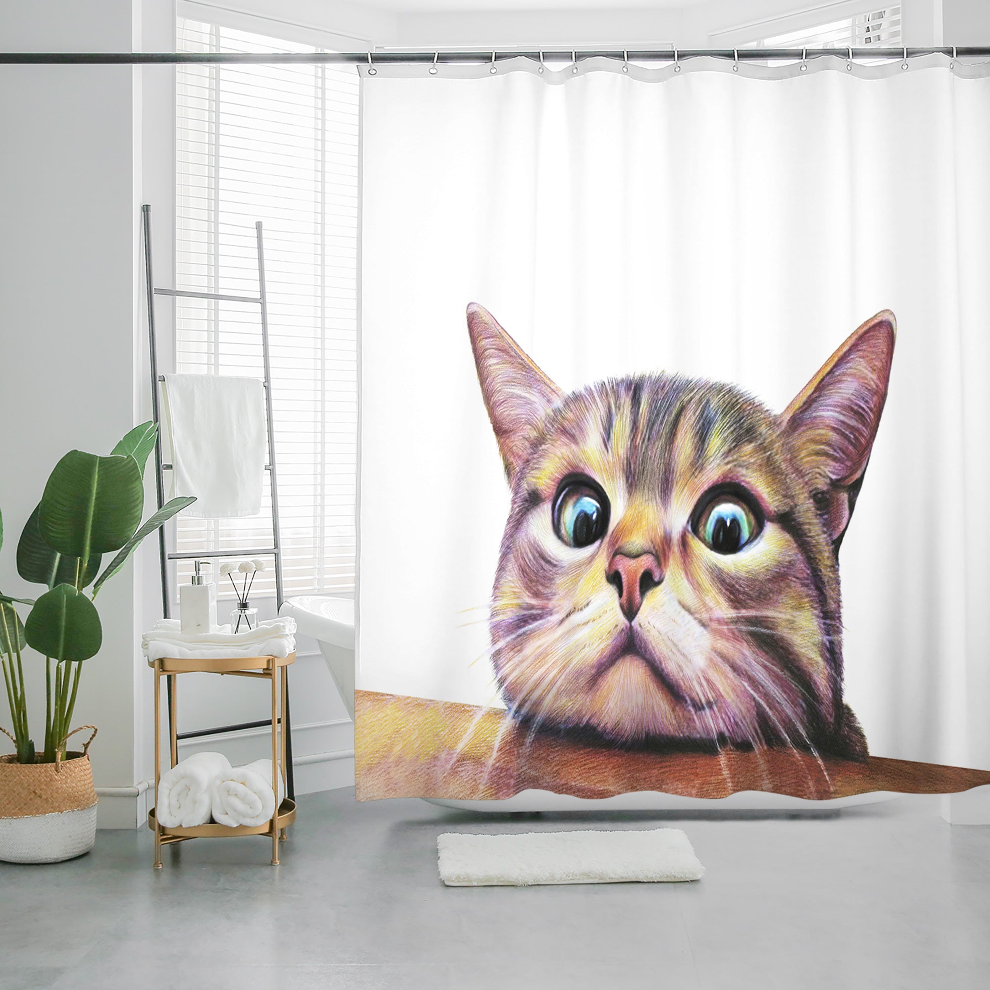 Eco Friendly Shower Curtain - Non Toxic Boho Floral Print - Machine Washable Farmhouse Style - 72"x72"