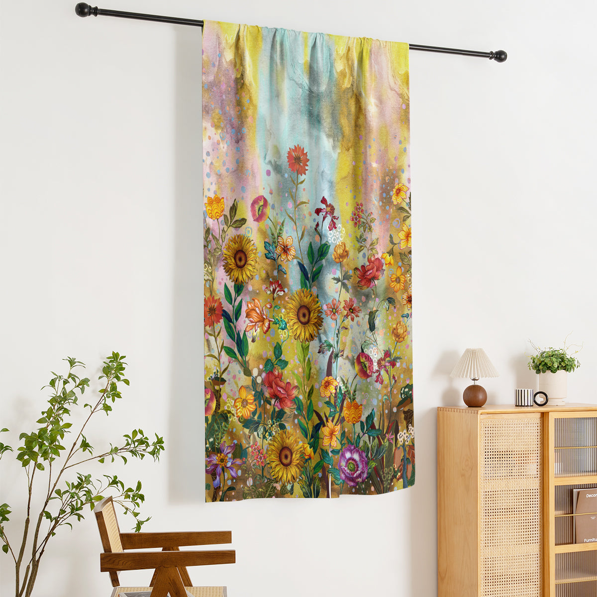 Thermal Blackout Door Curtain - Boho Floral - Room Darkening Panel