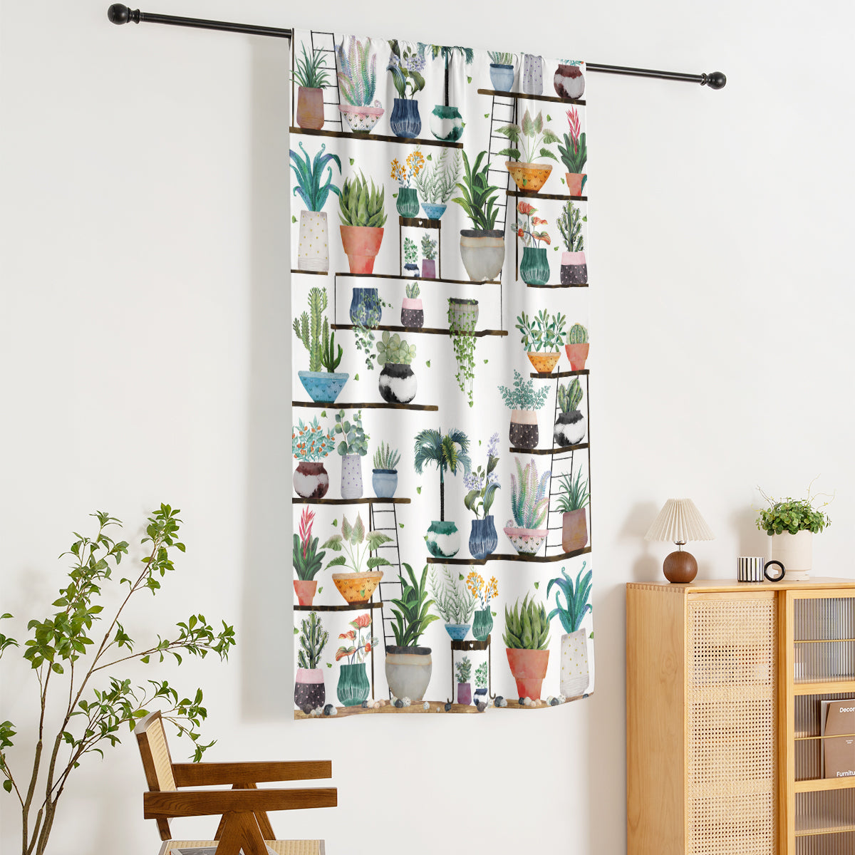 Rod Pocket Door Curtains Thermal Insulated Room Darkening Curtains Blackout Floral Style Drapes Window Curtain 1 Panel for Living Room Bedroom Kitchen