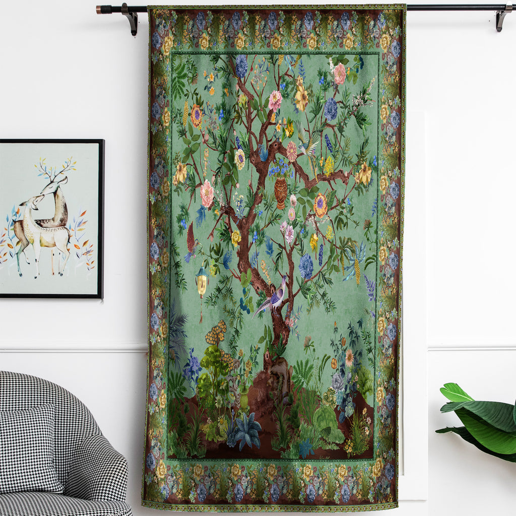 Thermal Blackout Door Curtain - Boho Floral - Room Darkening Panel