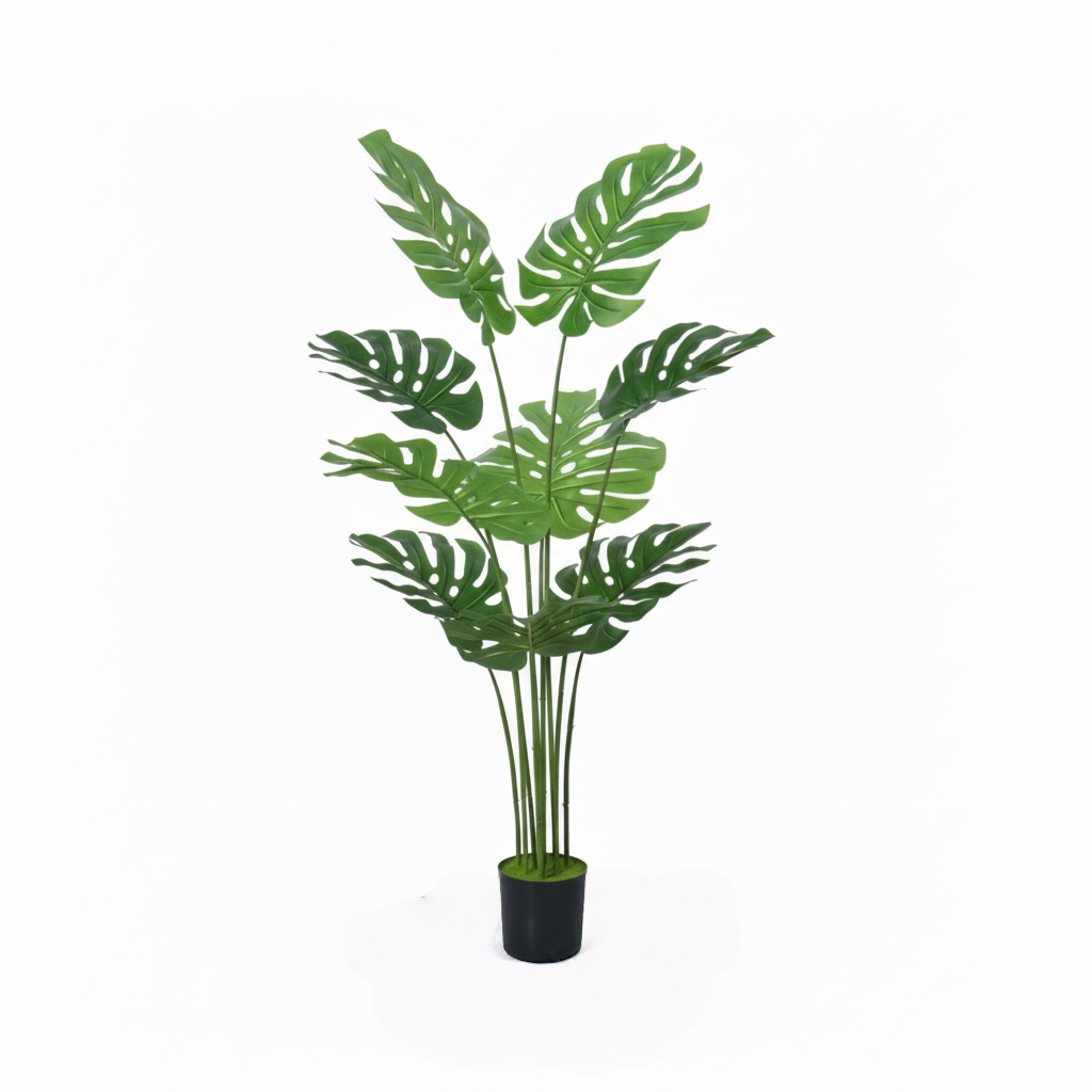 Realistic Artificial Monstera Plant - Large Fake Tropical Plant for Living Room, Office & Outdoor Decor (120cm)