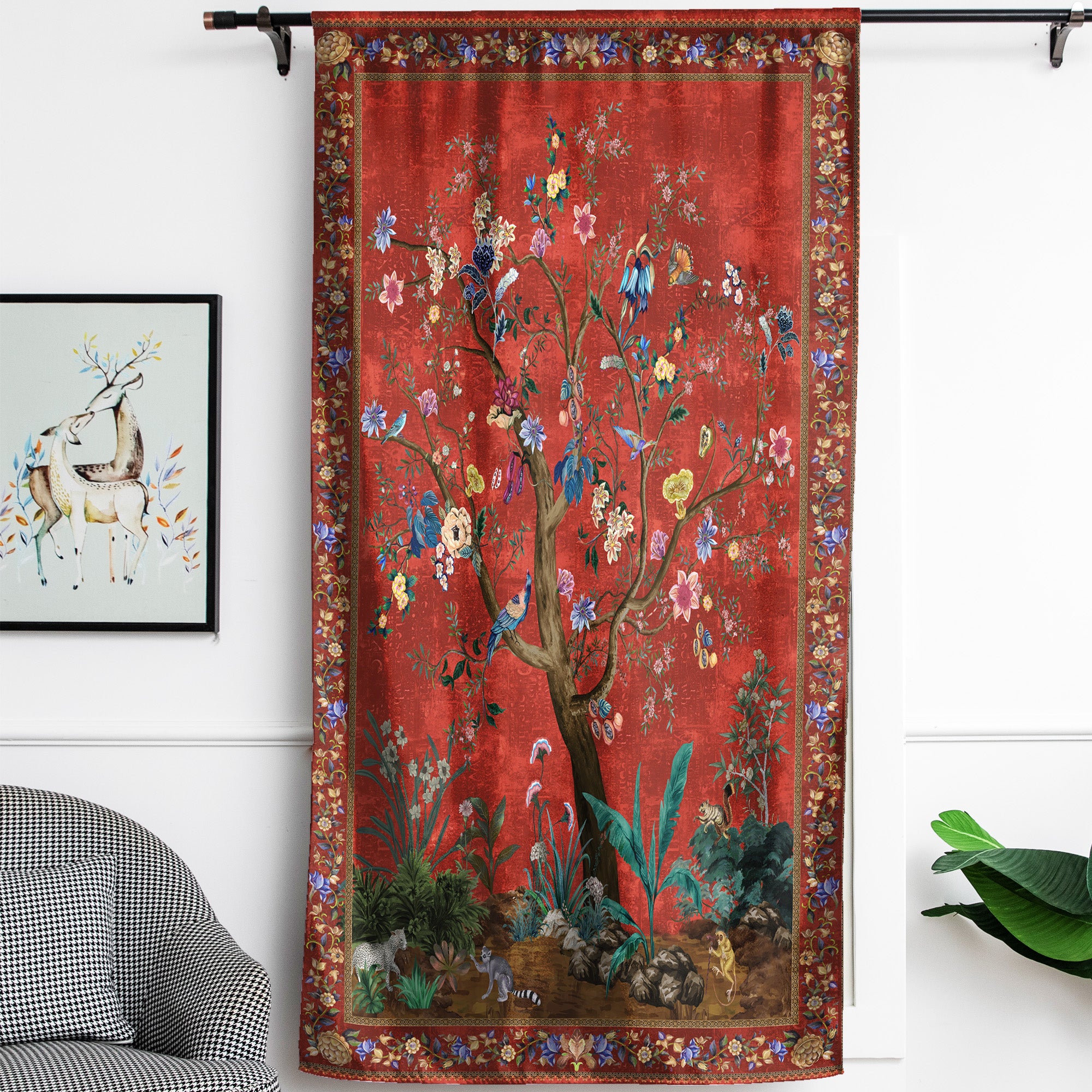 Thermal Blackout Door Curtain - Boho Floral - Room Darkening Panel