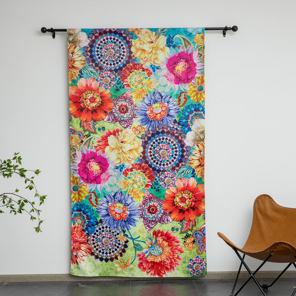 Blackout Window Curtains - 2 Panel Set - Thermal Insulated Boho Floral