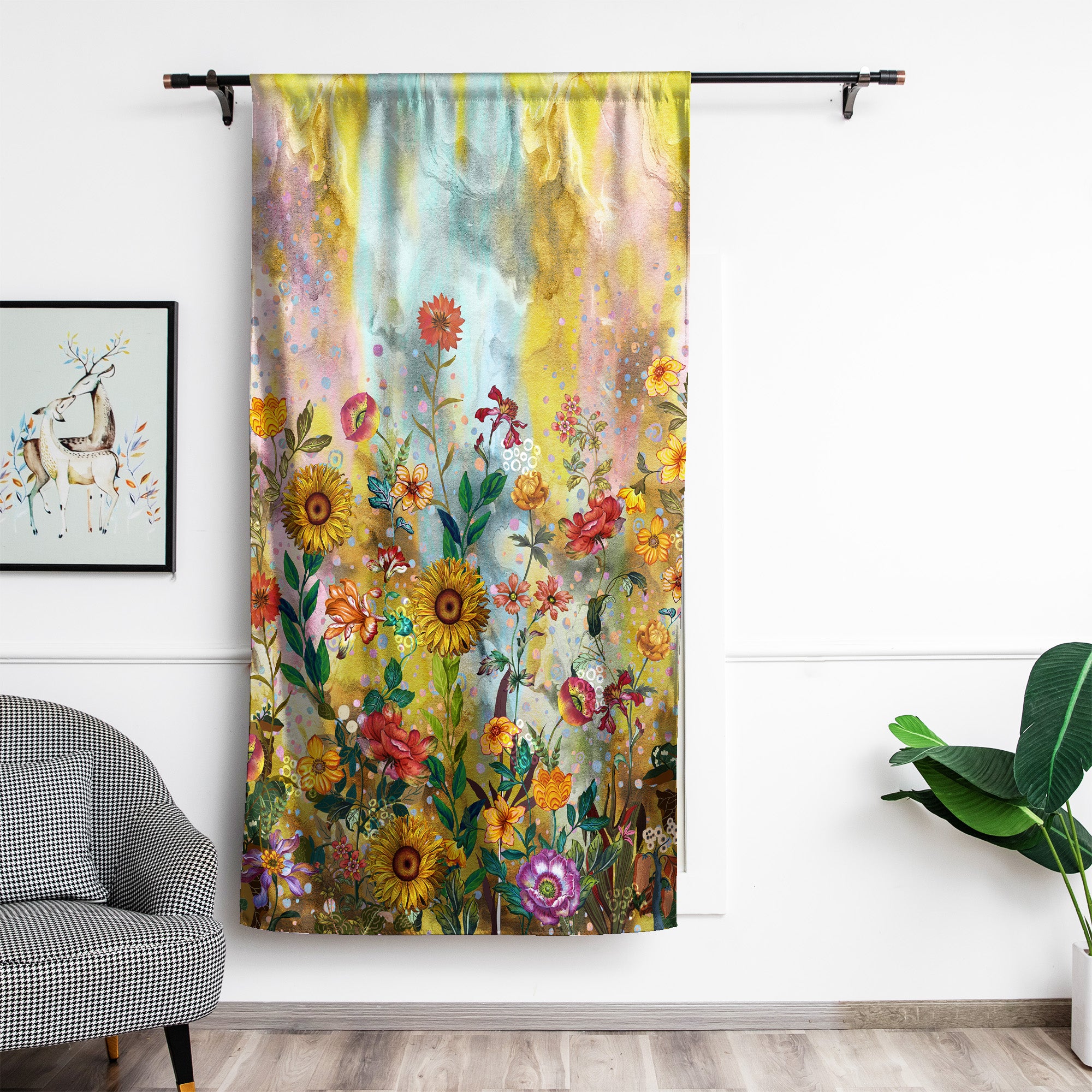 Thermal Blackout Door Curtain - Boho Floral - Room Darkening Panel