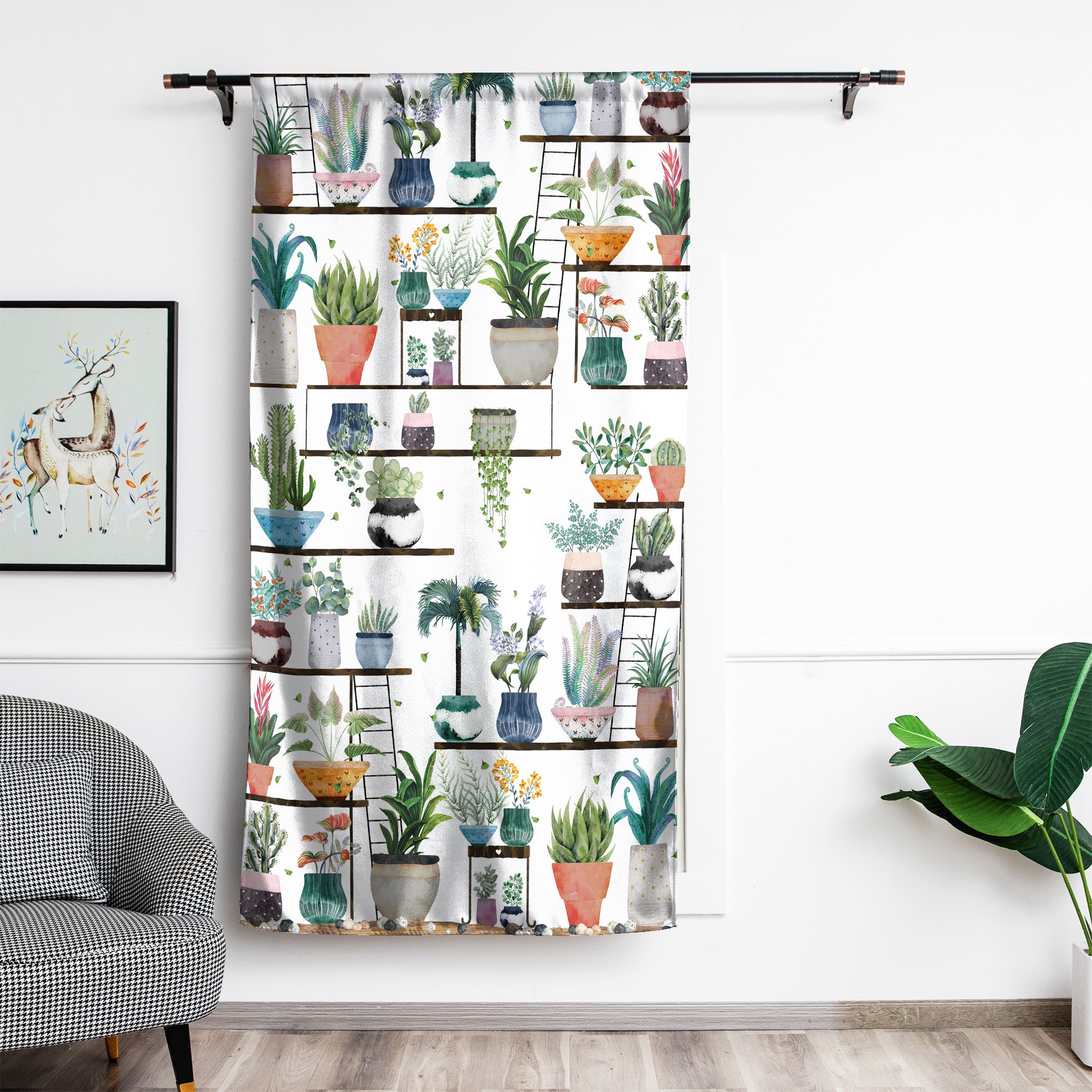 Rod Pocket Door Curtains Thermal Insulated Room Darkening Curtains Blackout Floral Style Drapes Window Curtain 1 Panel for Living Room Bedroom Kitchen