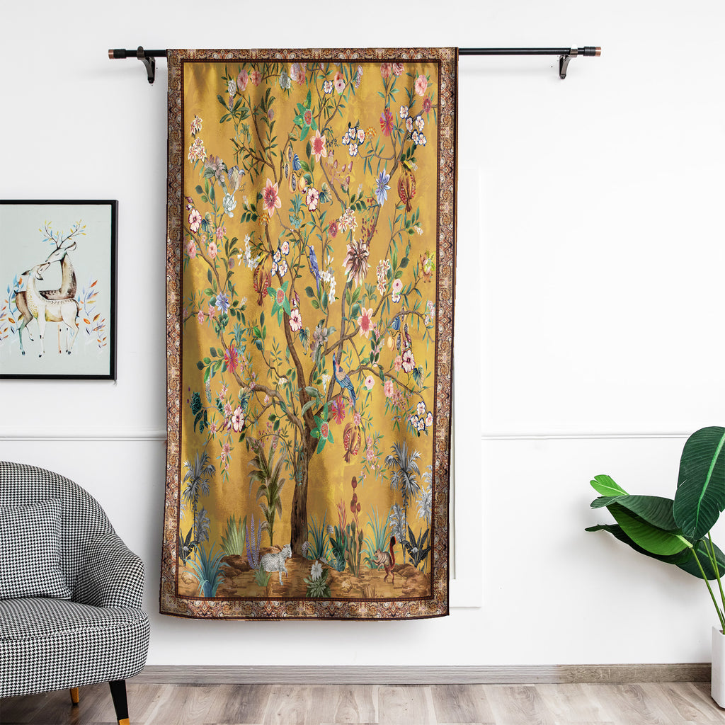 Rod Pocket Door Curtains Thermal Insulated Room Darkening Curtains Blackout Floral Style Drapes Window Curtain 1 Panel for Living Room Bedroom Kitchen