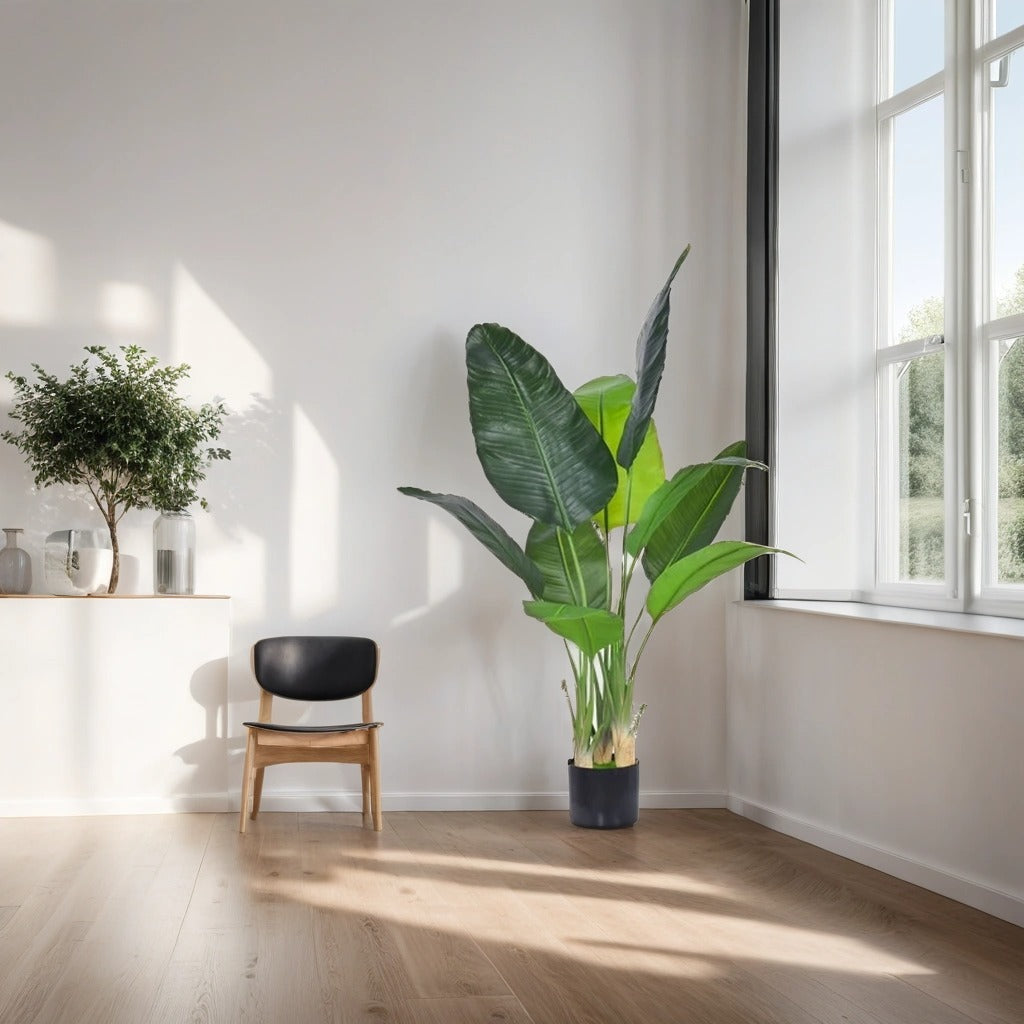 Realistic Artificial Bird of Paradise Plant - Large Fake Tropical Tree for Living Room, Bedroom & Office (120cm)