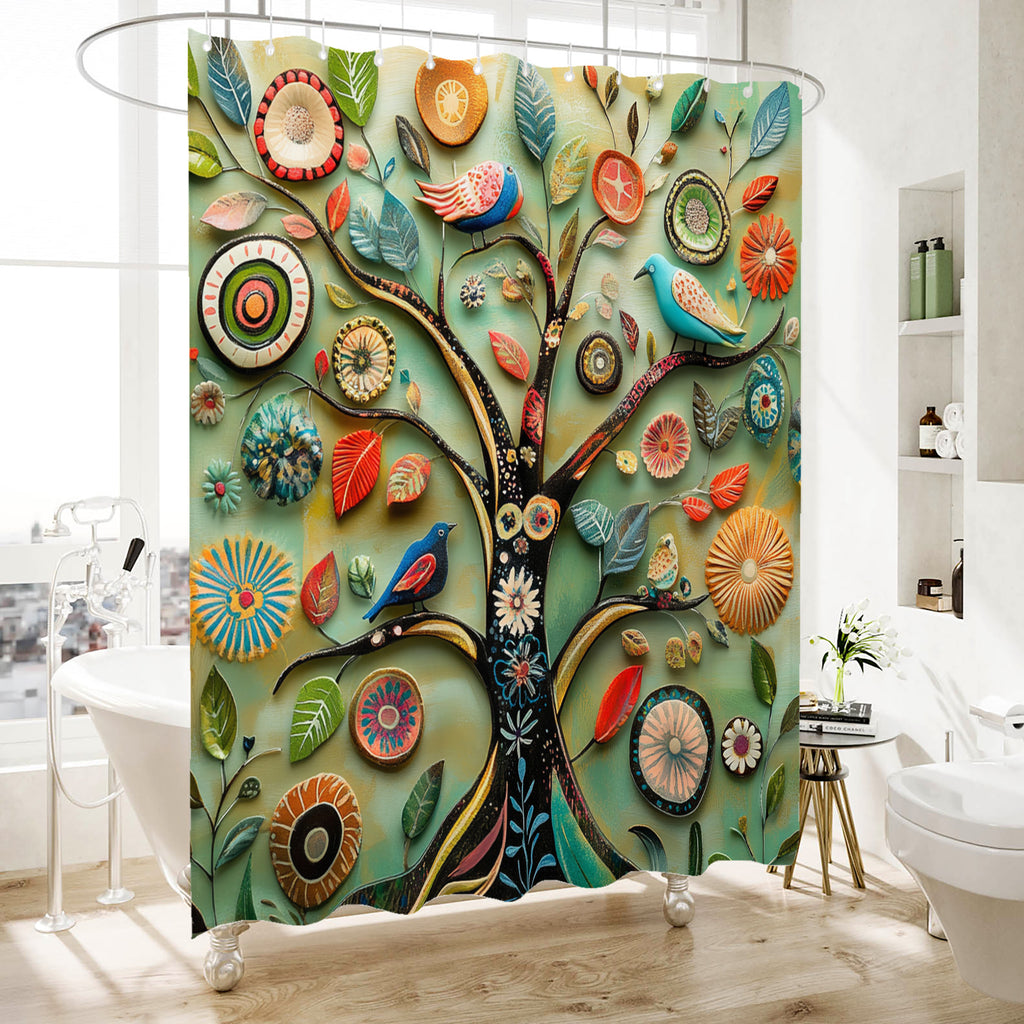 Warm Cozy Shower Curtain - Comforting Boho Floral - Hygge Inspired Waterproof - 72"x72"
