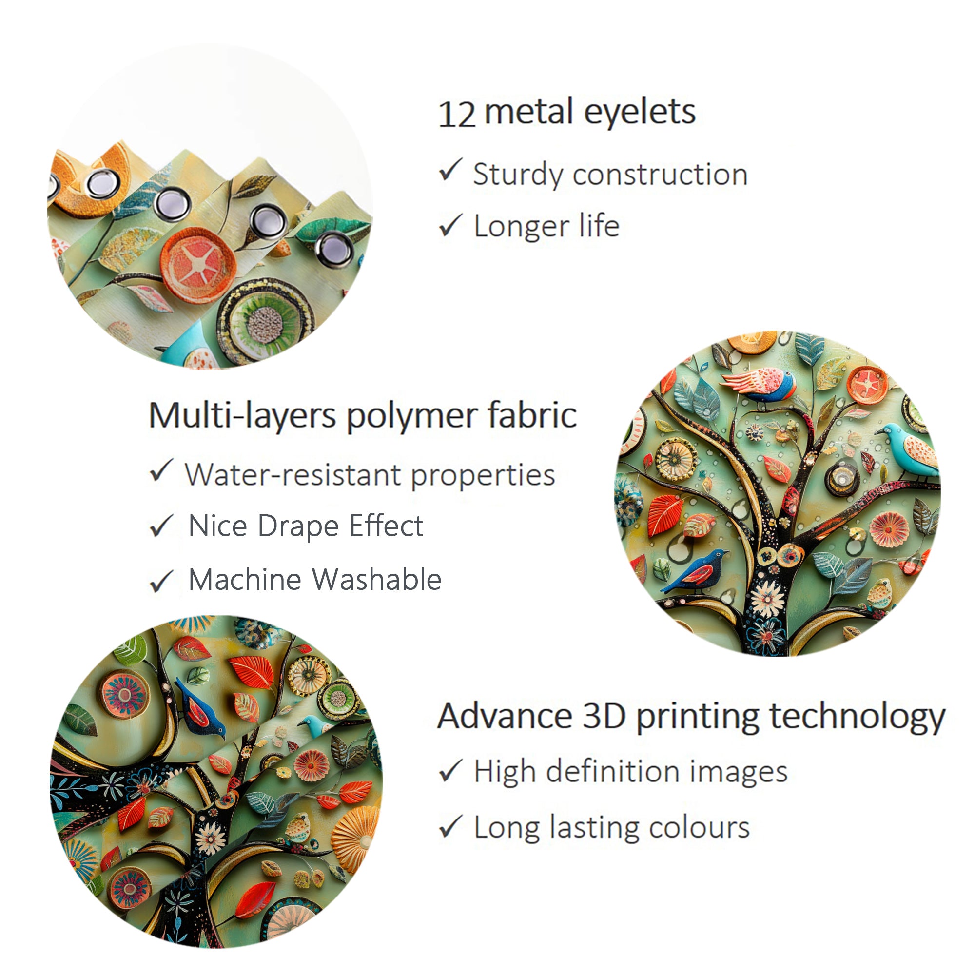 Warm Cozy Shower Curtain - Comforting Boho Floral - Hygge Inspired Waterproof - 72"x72"