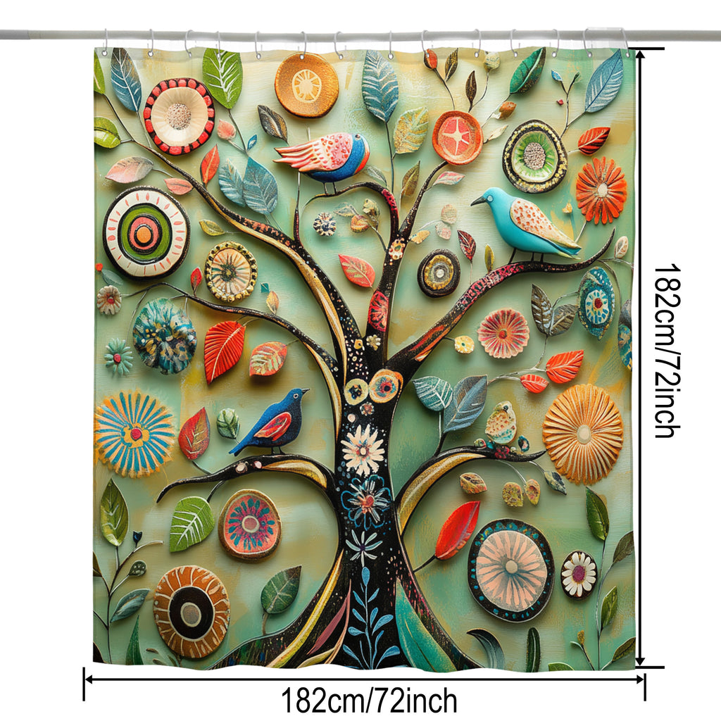 Warm Cozy Shower Curtain - Comforting Boho Floral - Hygge Inspired Waterproof - 72"x72"