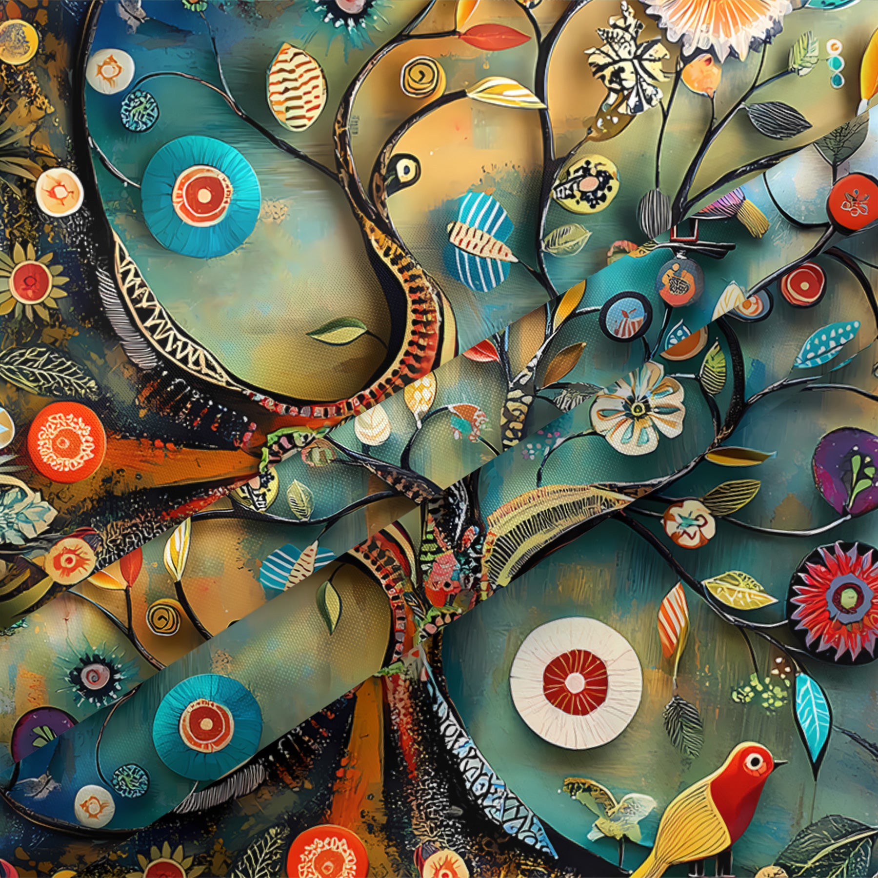 Artisan Crafted Shower Curtain - Intricate Floral Detail - Waterproof Premium Fabric - 72"x72"