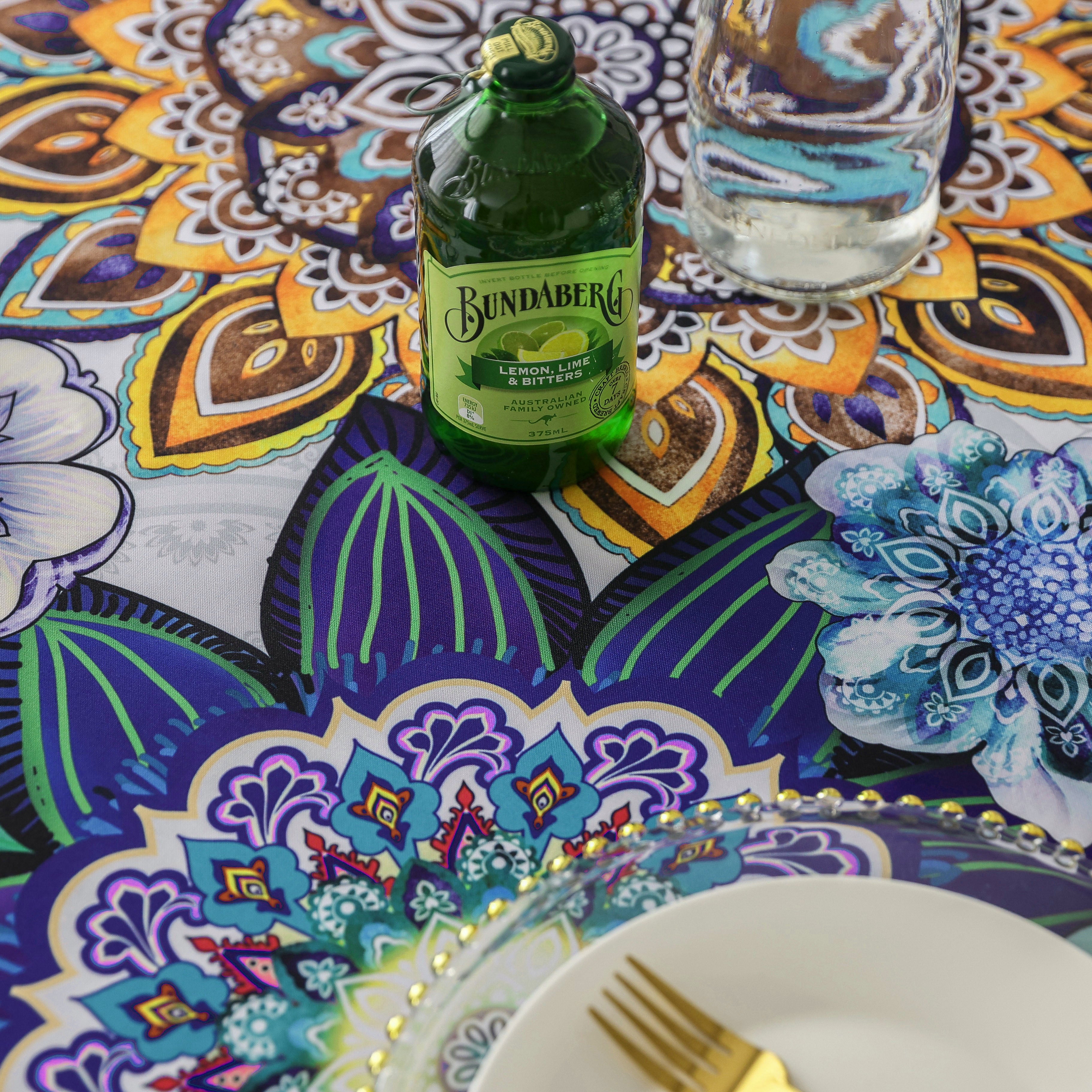 Original Design Hand Drawing Art Print Table Cloth, Washable Water Resistance Microfiber Decorative Rectangle Table Cover