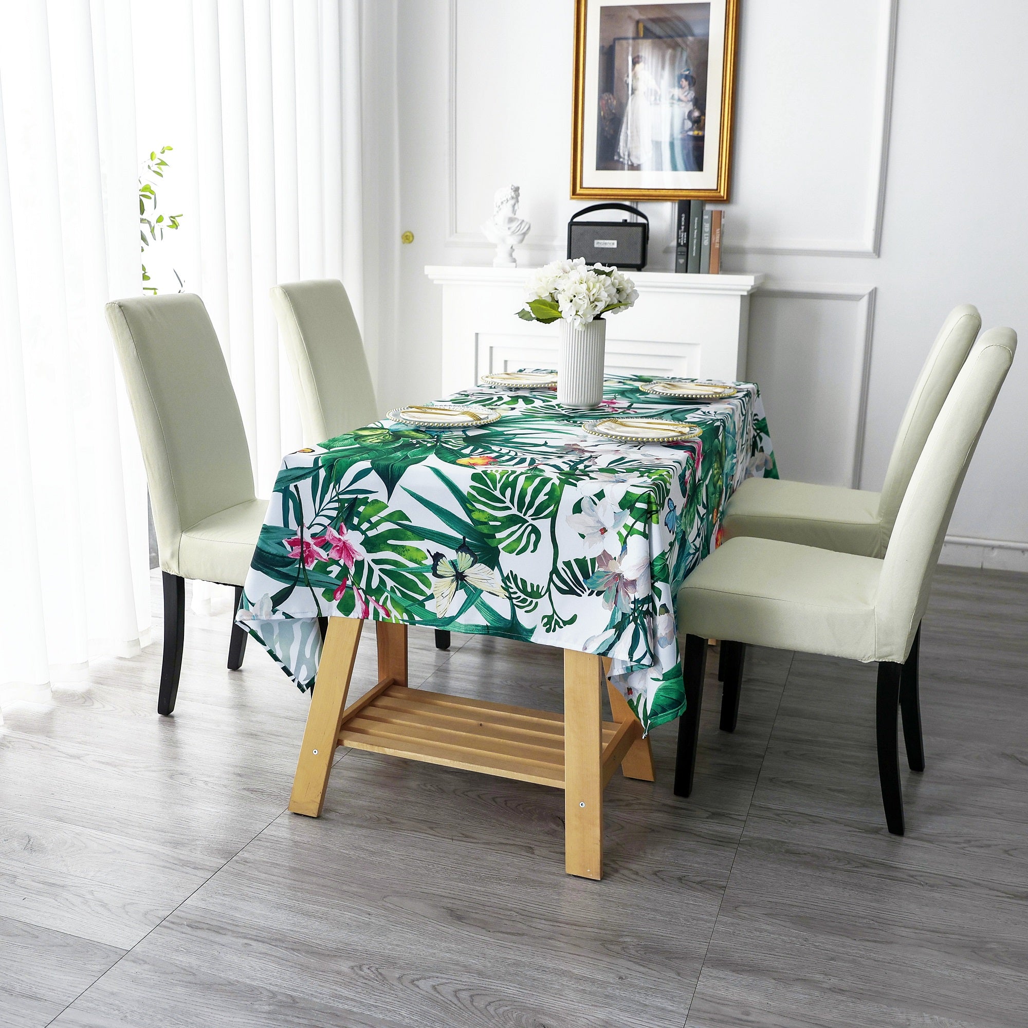 Original Design Hand Drawing Art Print Table Cloth, Washable Water Resistance Microfiber Decorative Rectangle Table Cove