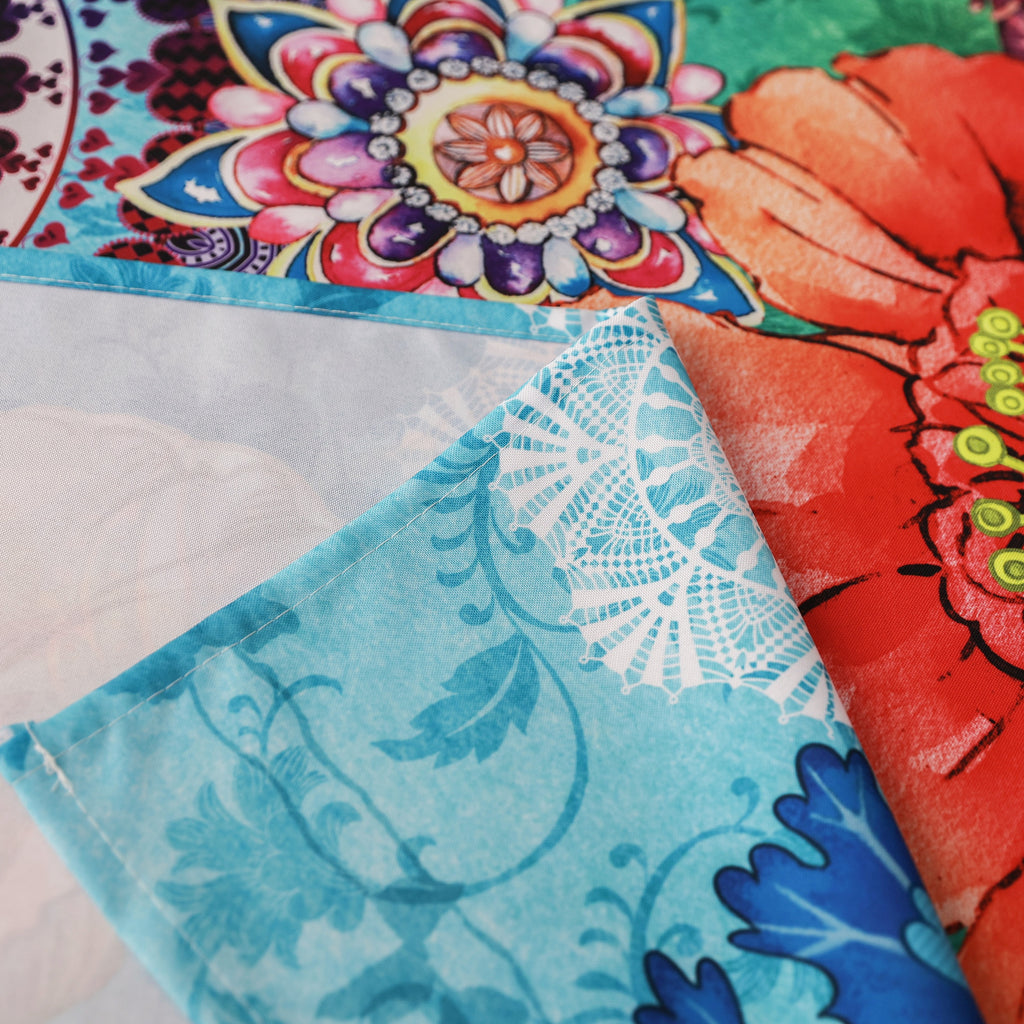 Original Design Hand Drawing Art Print Table Cloth, Washable Water Resistance Microfiber Decorative Rectangle Table Cover