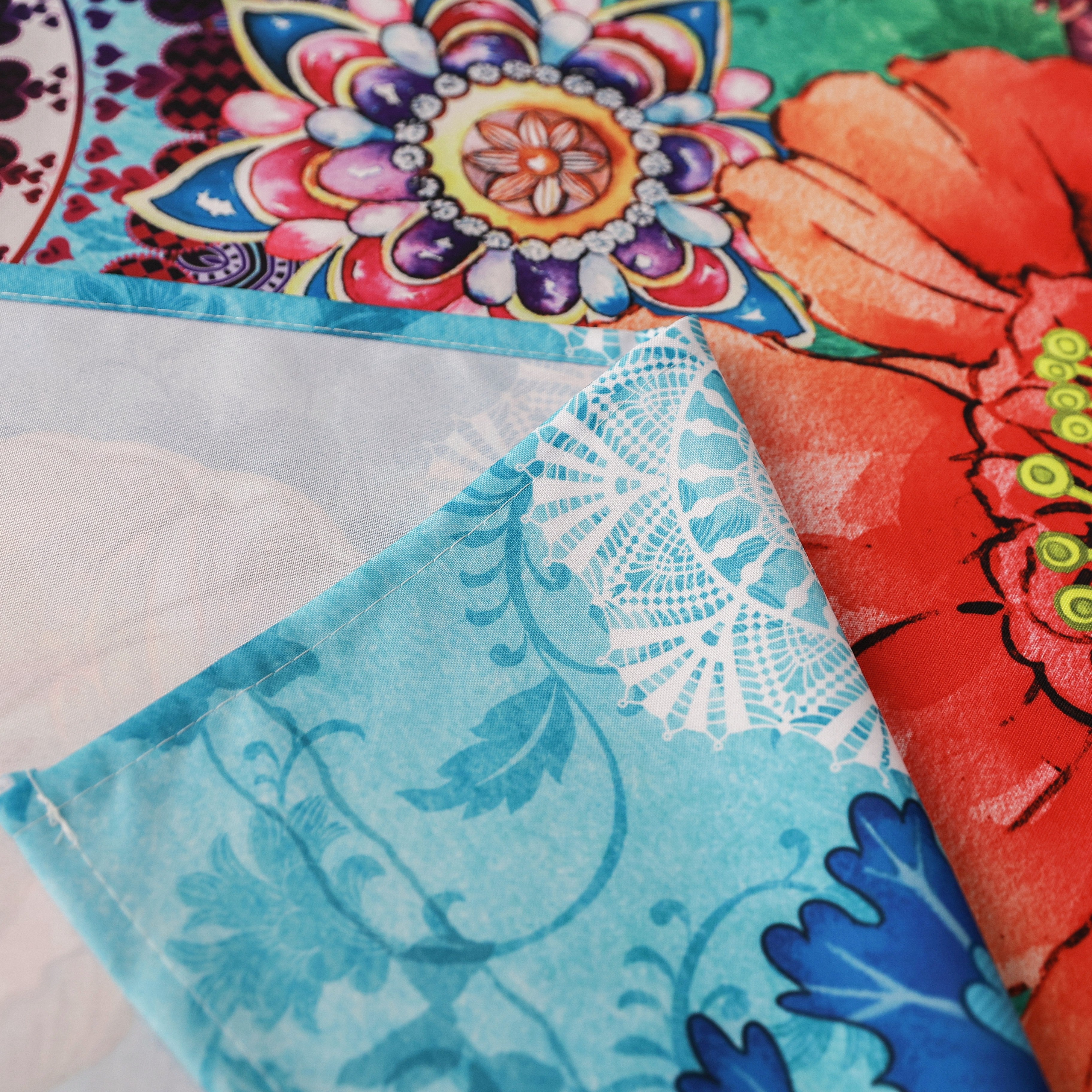 Original Design Hand Drawing Art Print Table Cloth, Washable Water Resistance Microfiber Decorative Rectangle Table Cover