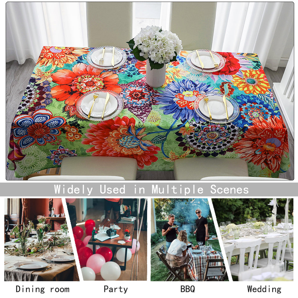 Original Design Hand Drawing Art Print Table Cloth, Washable Water Resistance Microfiber Decorative Rectangle Table Cover