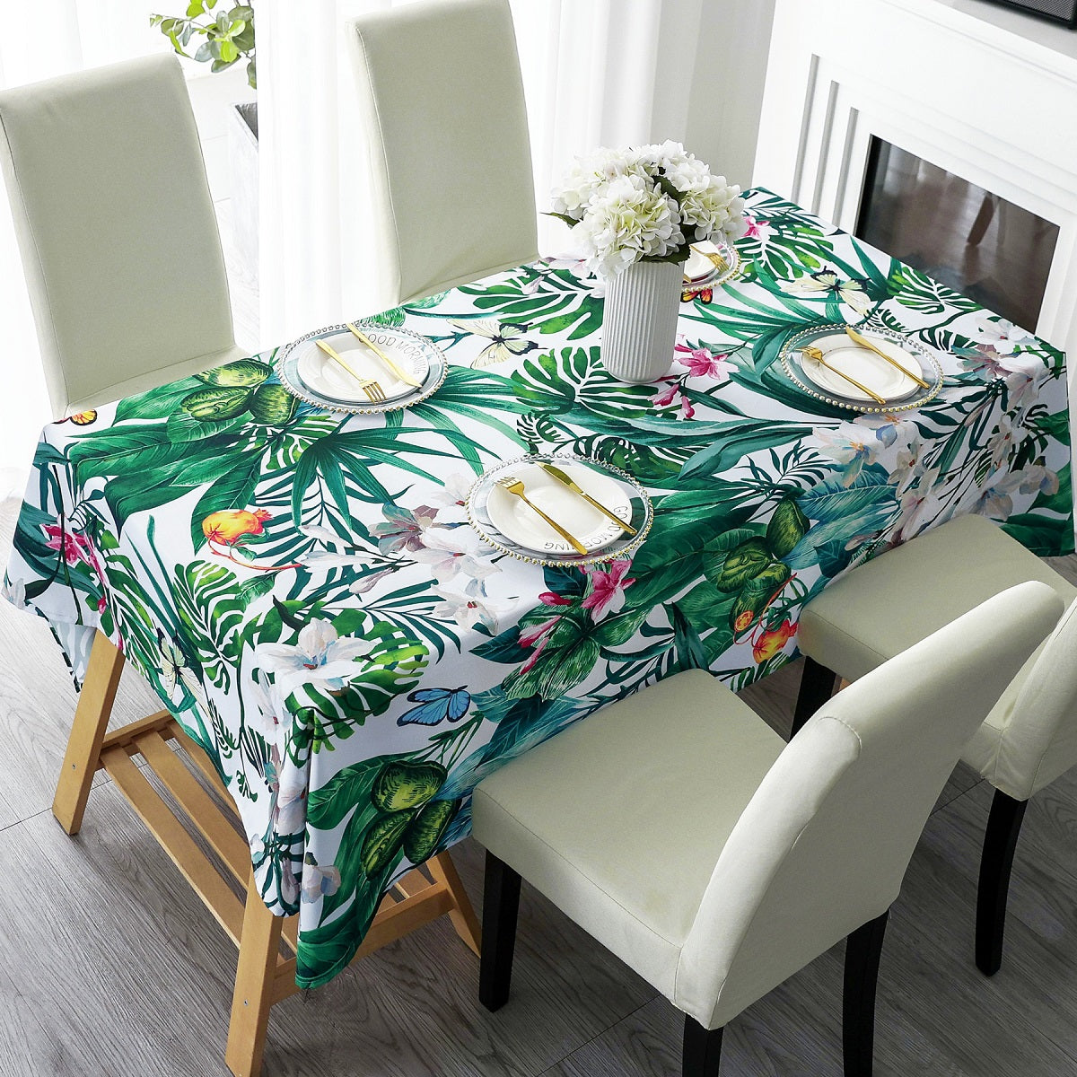 Original Design Hand Drawing Art Print Table Cloth, Washable Water Resistance Microfiber Decorative Rectangle Table Cove