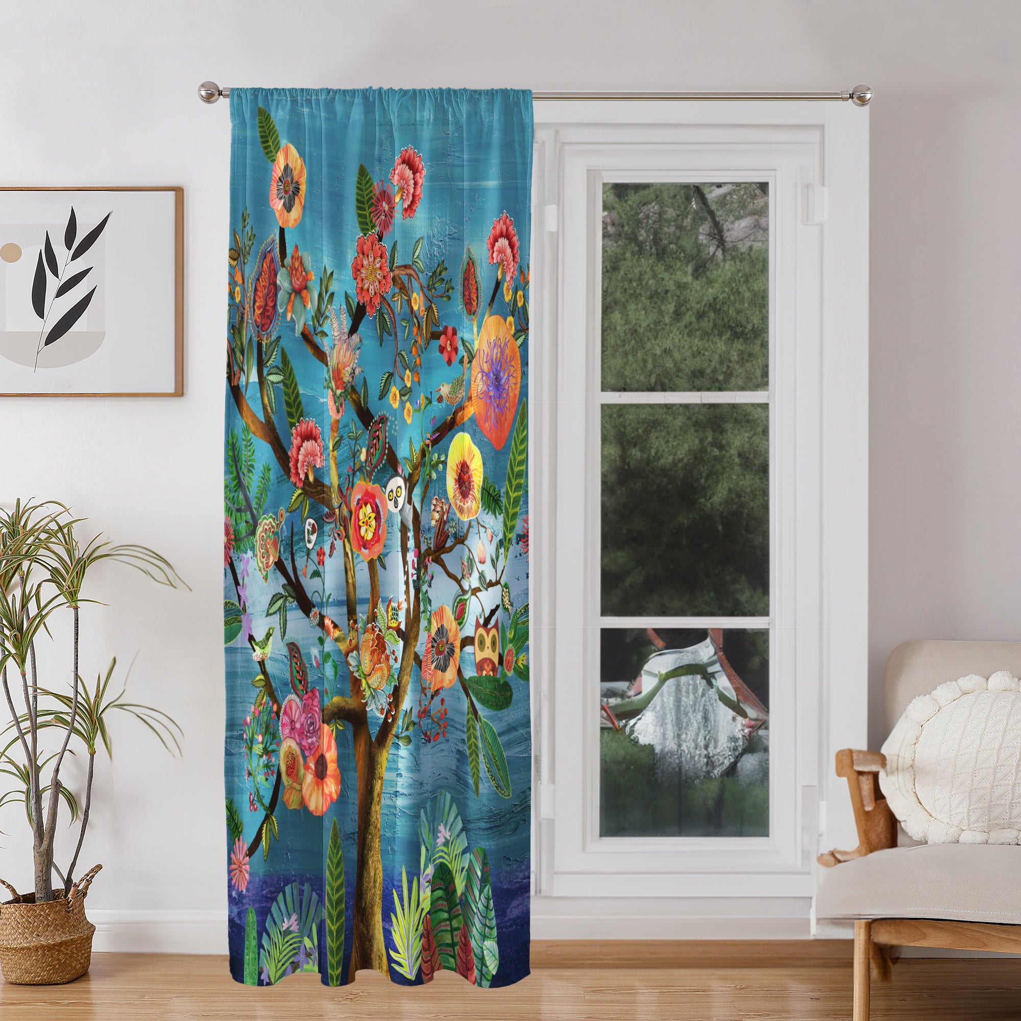 Thermal Blackout Door Curtain - Boho Floral - Room Darkening Panel