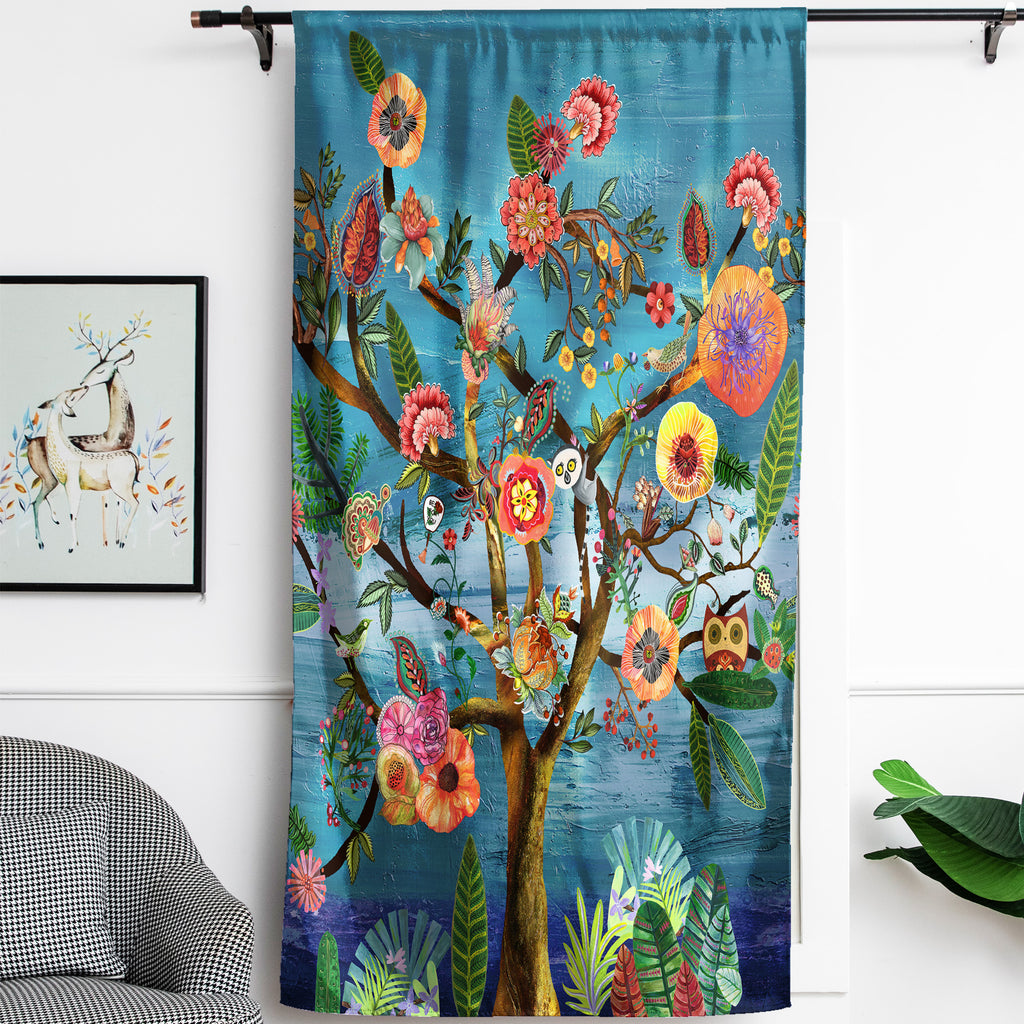 Thermal Blackout Door Curtain - Boho Floral - Room Darkening Panel