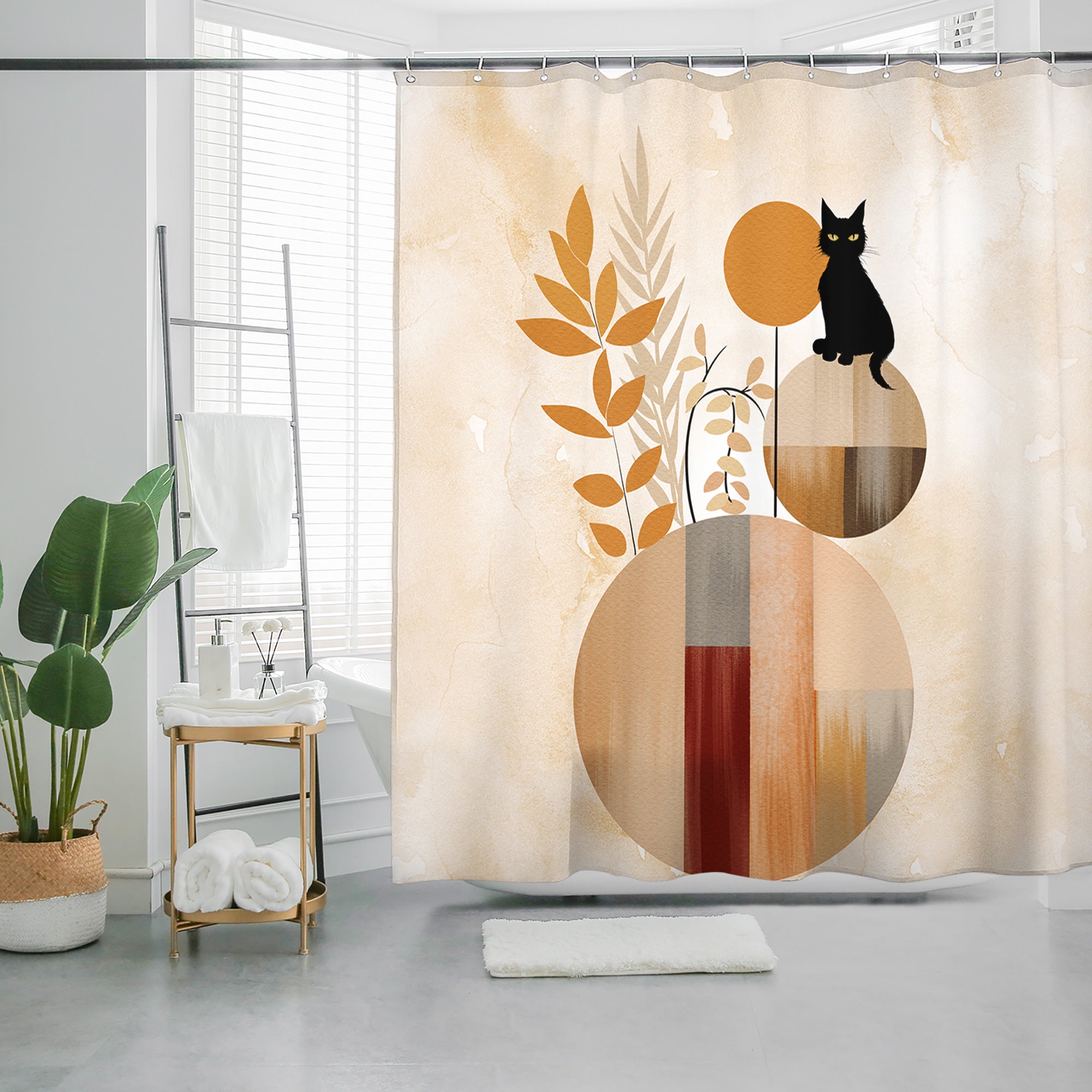 Vintage Farmhouse Shower Curtain - Waterproof Retro Floral - Machine Washable Boho - 72"x72"