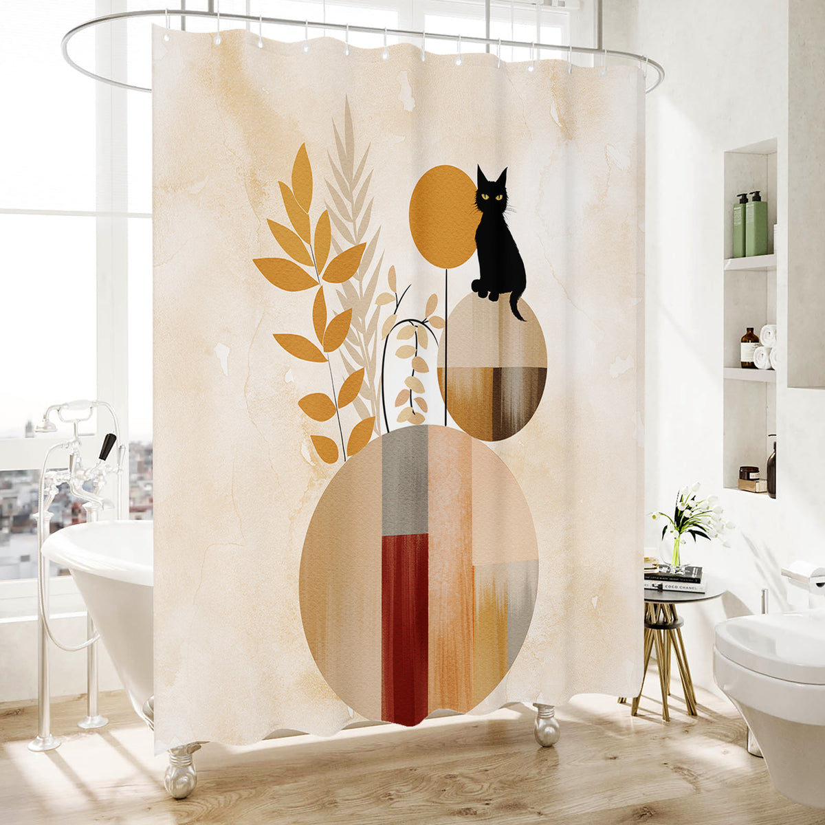 Vintage Farmhouse Shower Curtain - Waterproof Retro Floral - Machine Washable Boho - 72"x72"