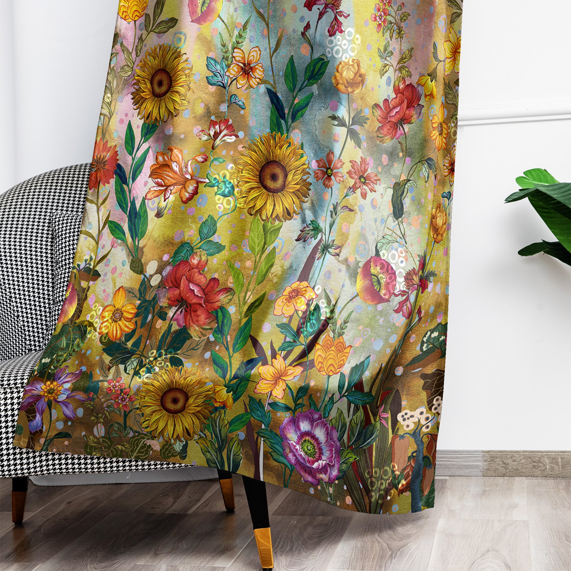 Thermal Blackout Door Curtain - Boho Floral - Room Darkening Panel