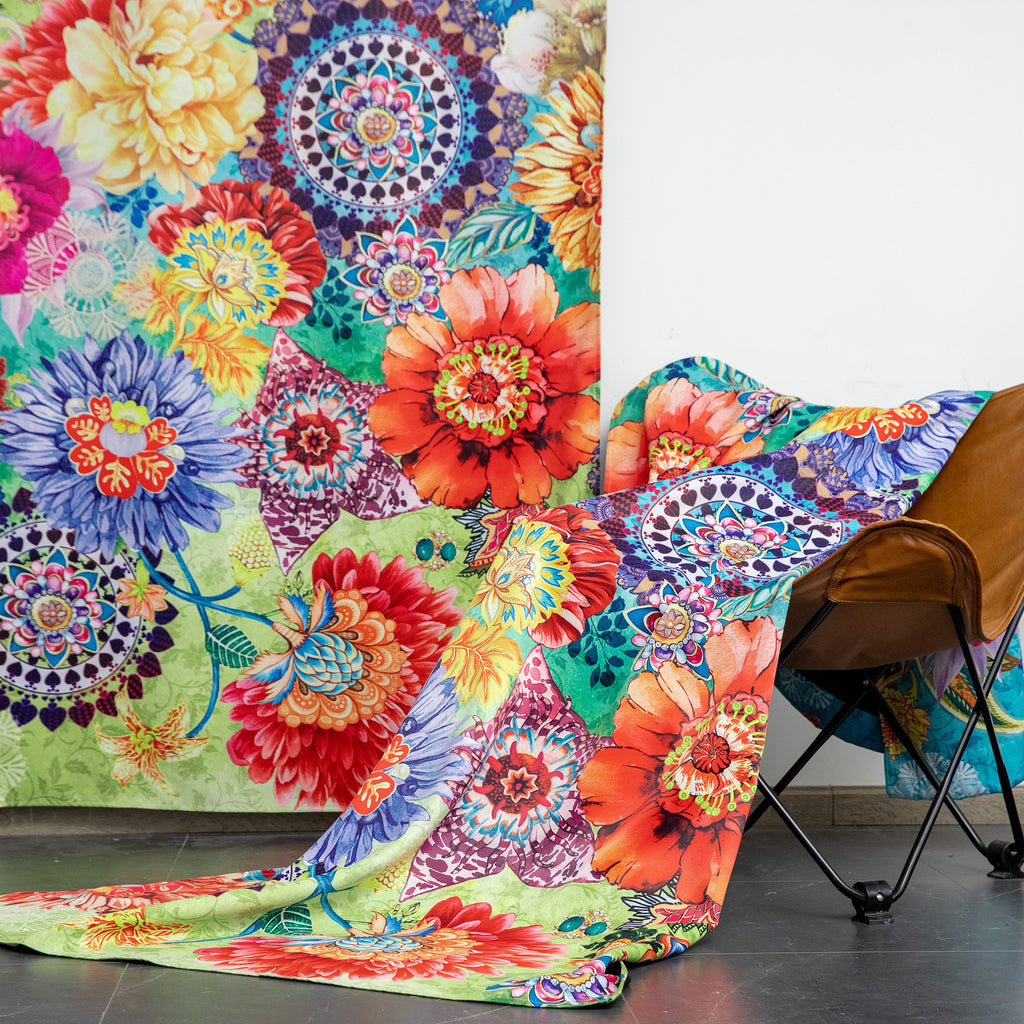 Blackout Window Curtains - 2 Panel Set - Thermal Insulated Boho Floral