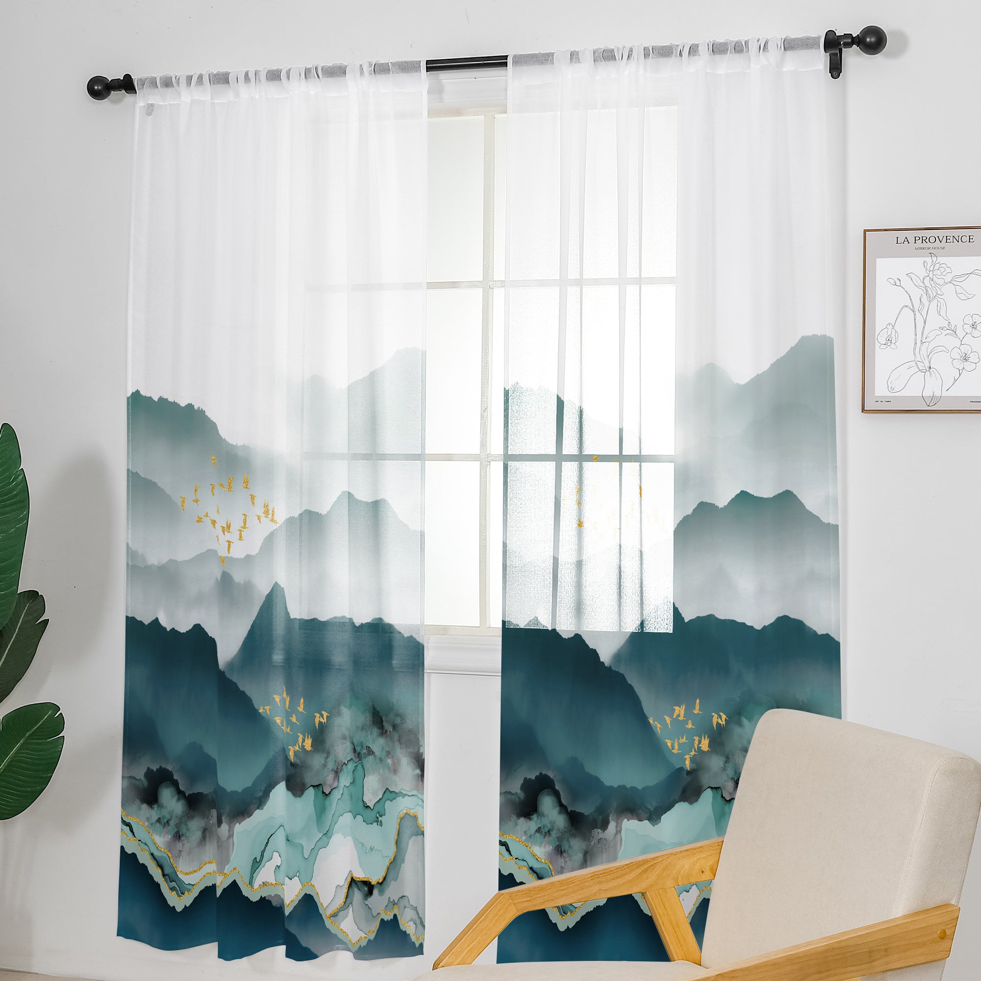 Linen Sheer Curtains - 2 Panel Set - Light Filtering Window Drapes