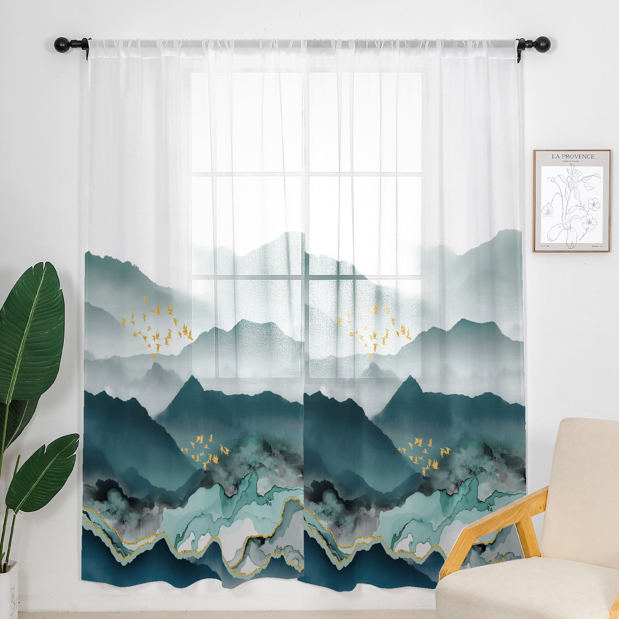 Linen Sheer Curtains - 2 Panel Set - Light Filtering Window Drapes