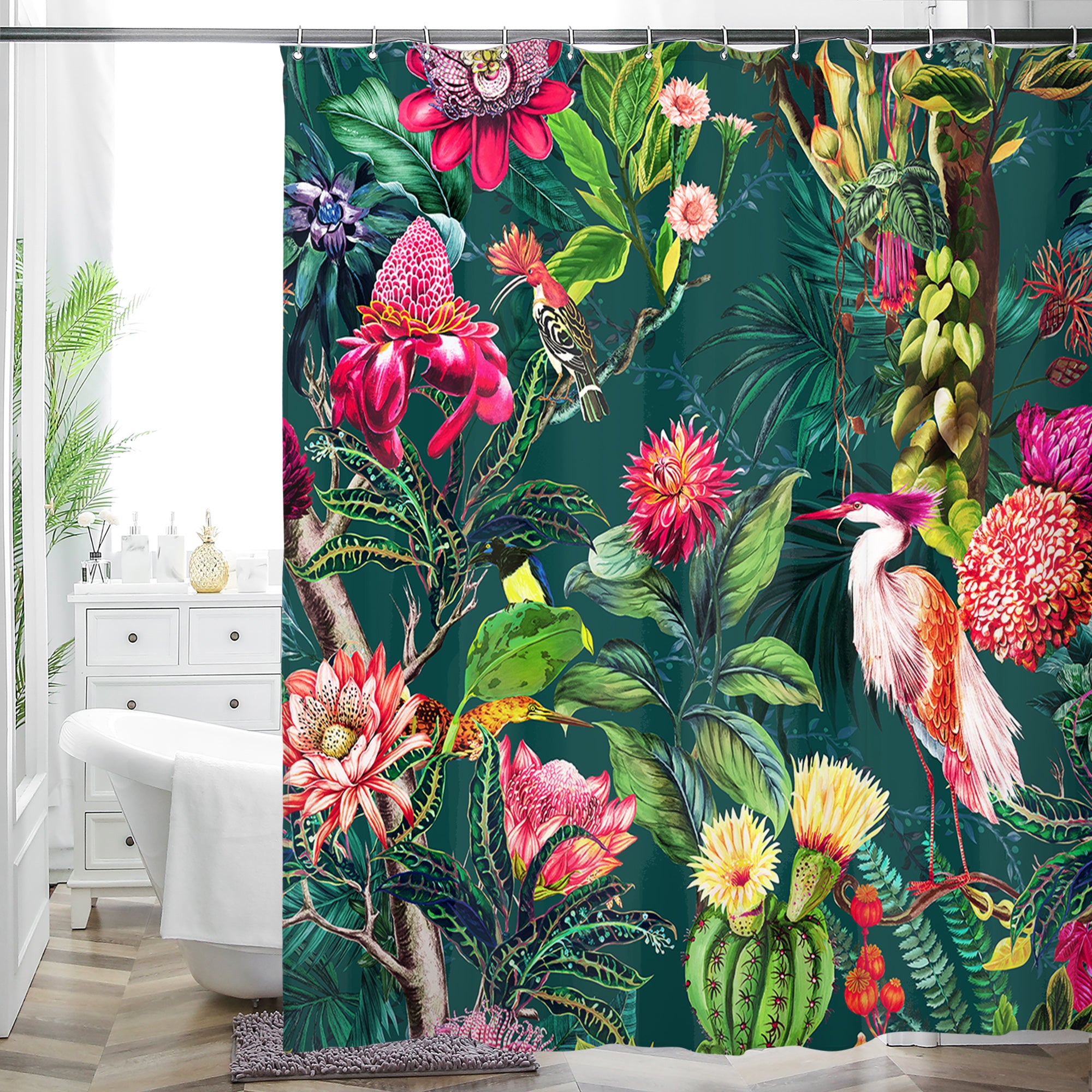 Waterproof Bohemian Shower Curtain - Machine Washable with Hooks Included - Mildew Resistant Polyester Fabric - 72"x72"