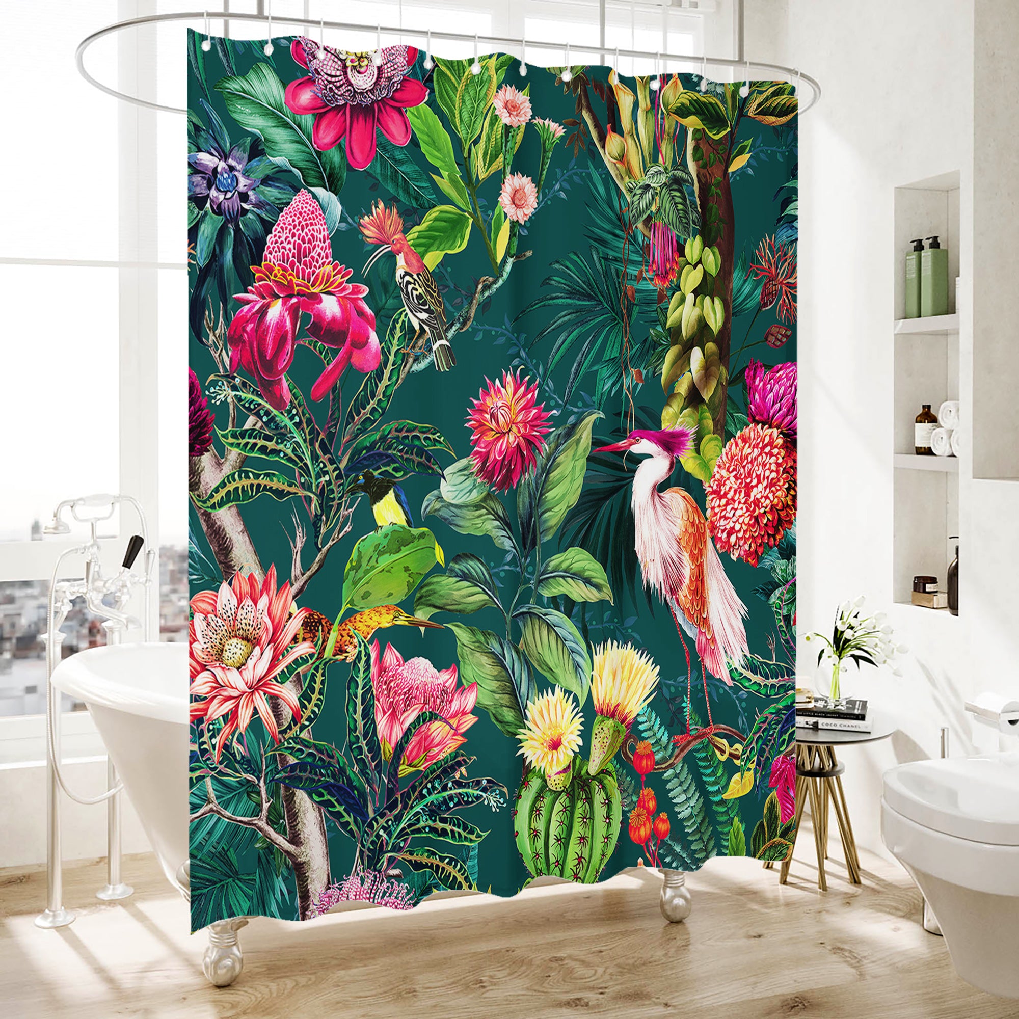 Waterproof Bohemian Shower Curtain - Machine Washable with Hooks Included - Mildew Resistant Polyester Fabric - 72"x72"