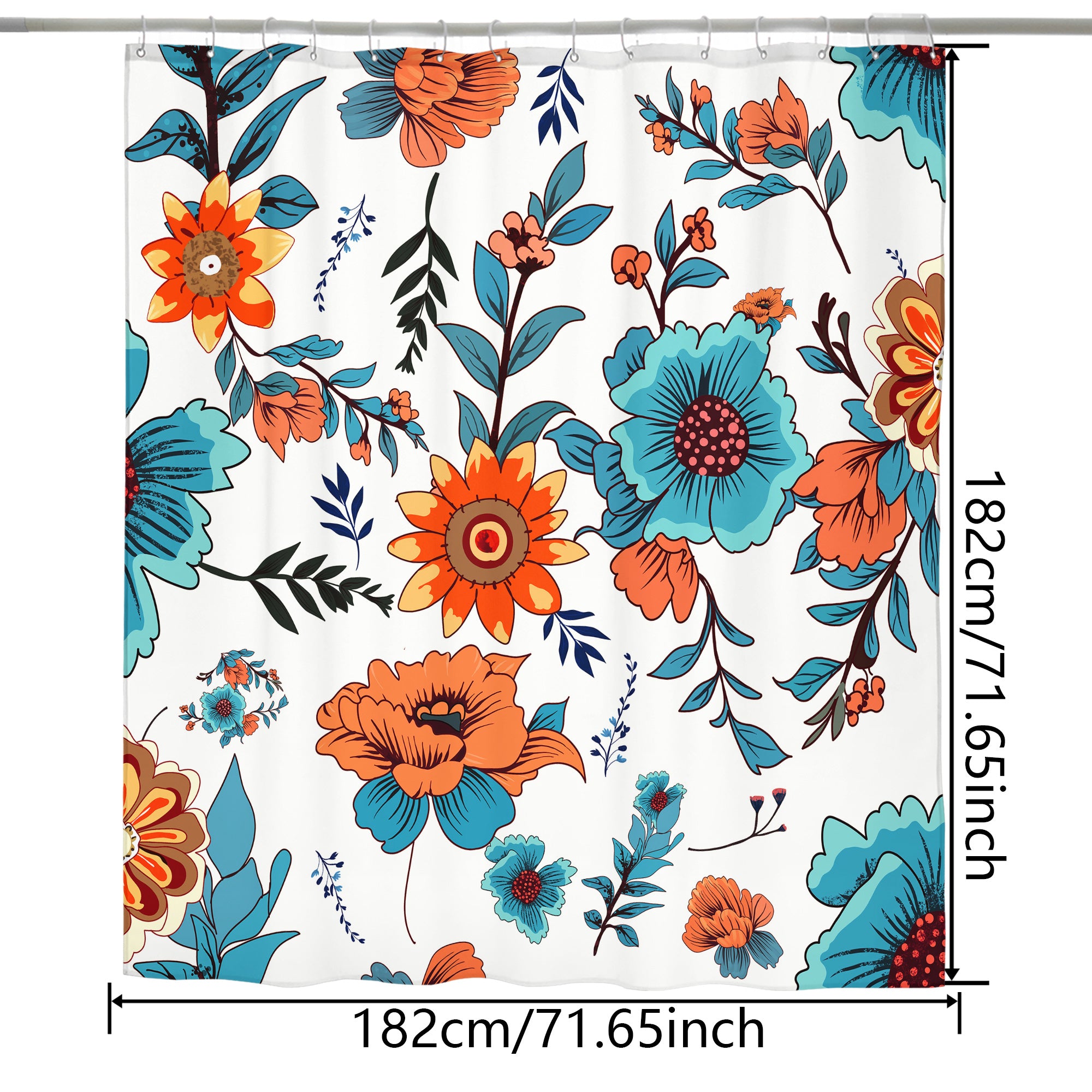 Fresh Bright Shower Curtain - Airy Waterproof Boho Floral - Machine Washable - 72"x72"