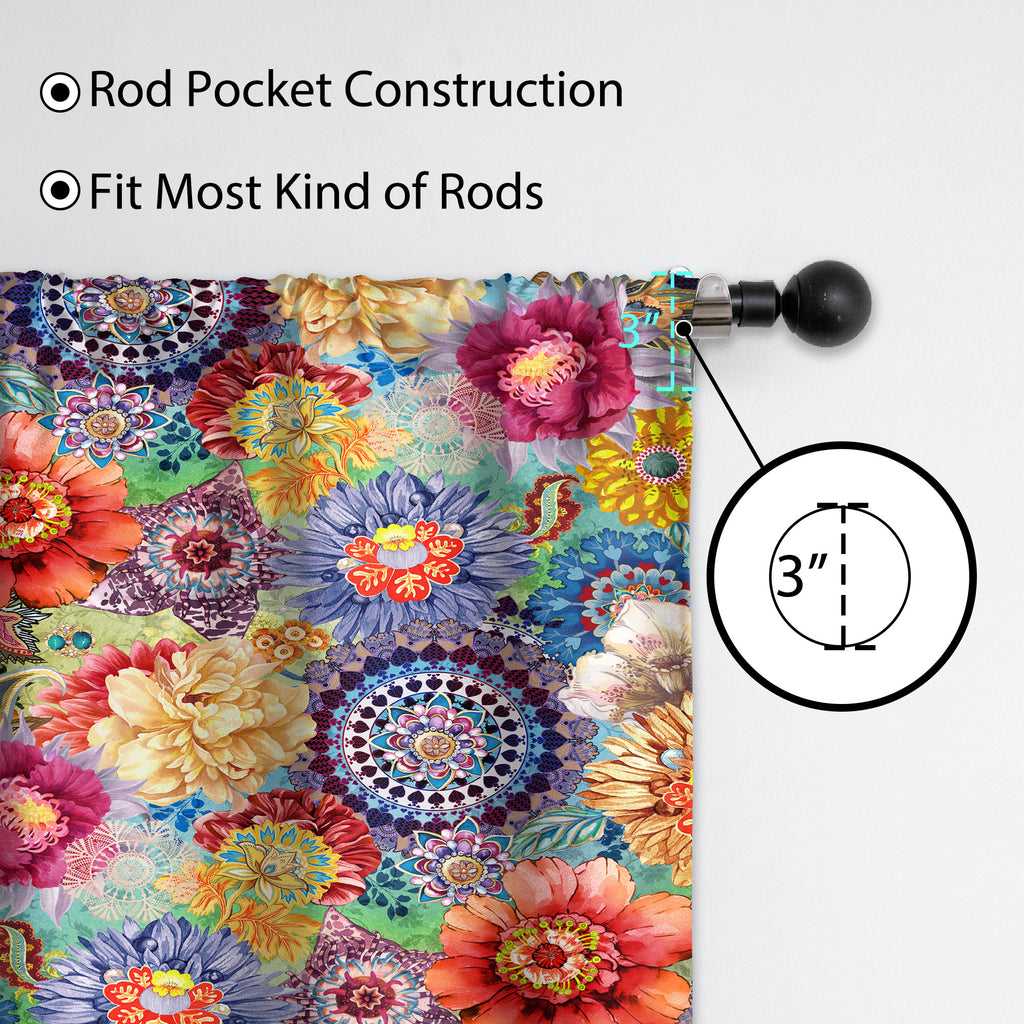 Thermal Blackout Door Curtain - Boho Floral - Room Darkening Panel