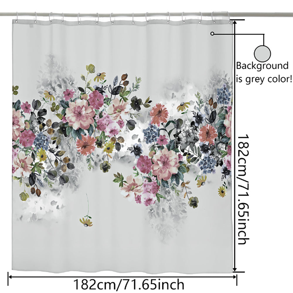 Heavy Duty Shower Curtain - Weighted to Prevent Billowing - Waterproof Vinyl Liner - Boho Floral 72"x72"