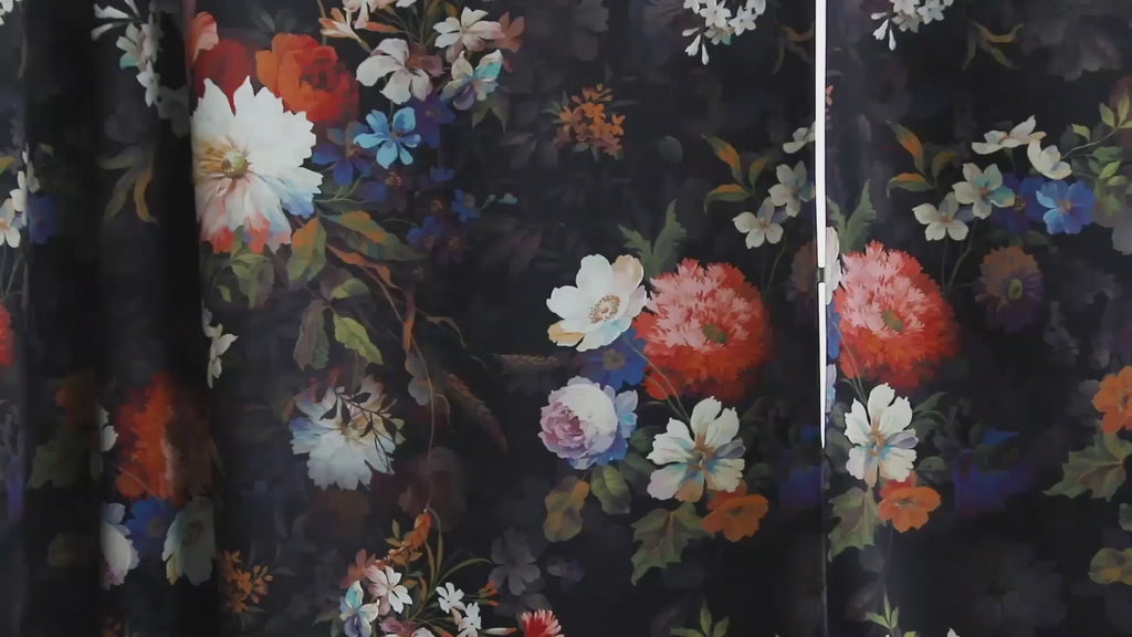 Rod Pocket Window Curtains Thermal Insulated Room Darkening Curtains Blackout Floral Drapes Window Curtain 2 Panels for Living Room Bedroom Kitchen