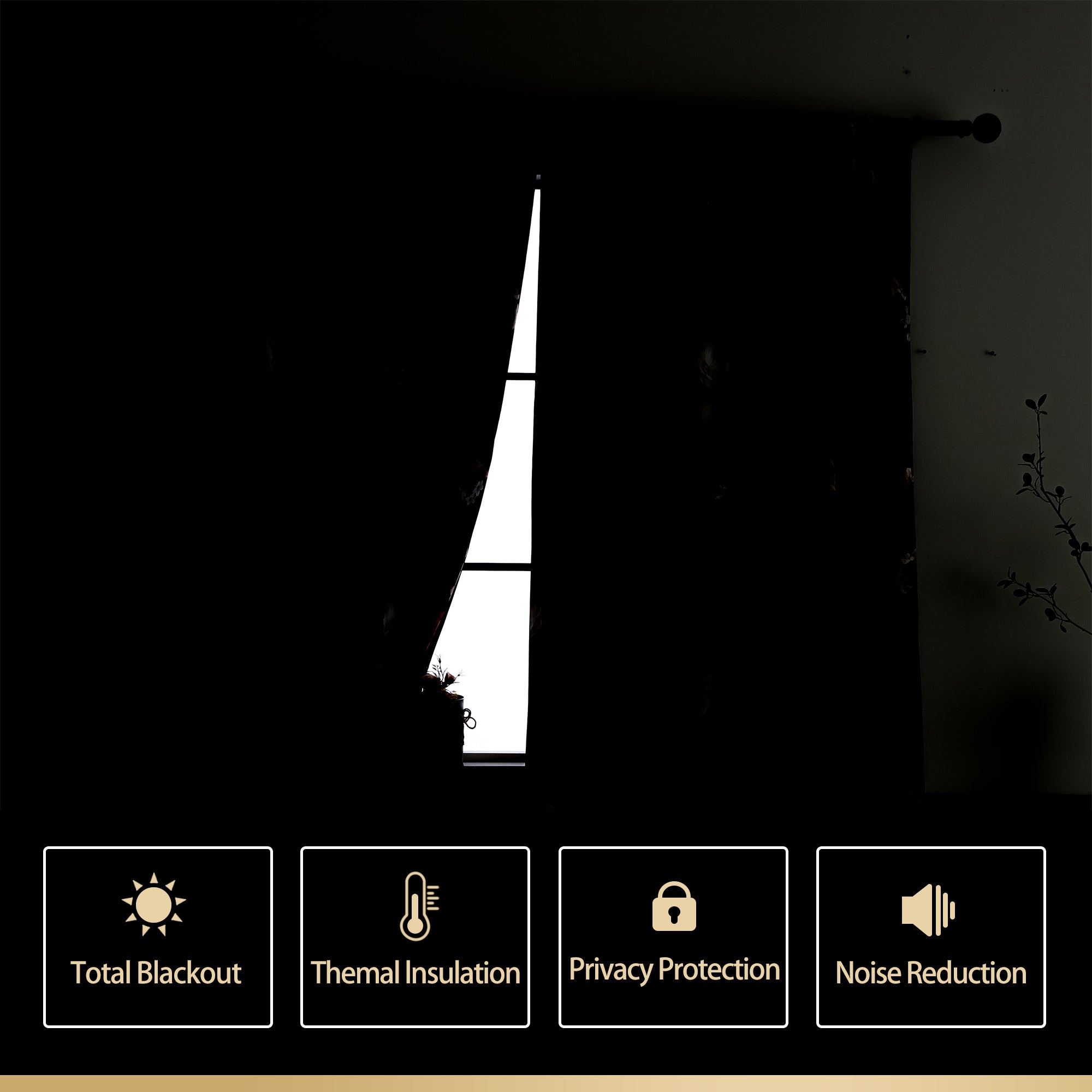 Blackout Window Curtains - 2 Panel Set - Thermal Insulated Boho Floral