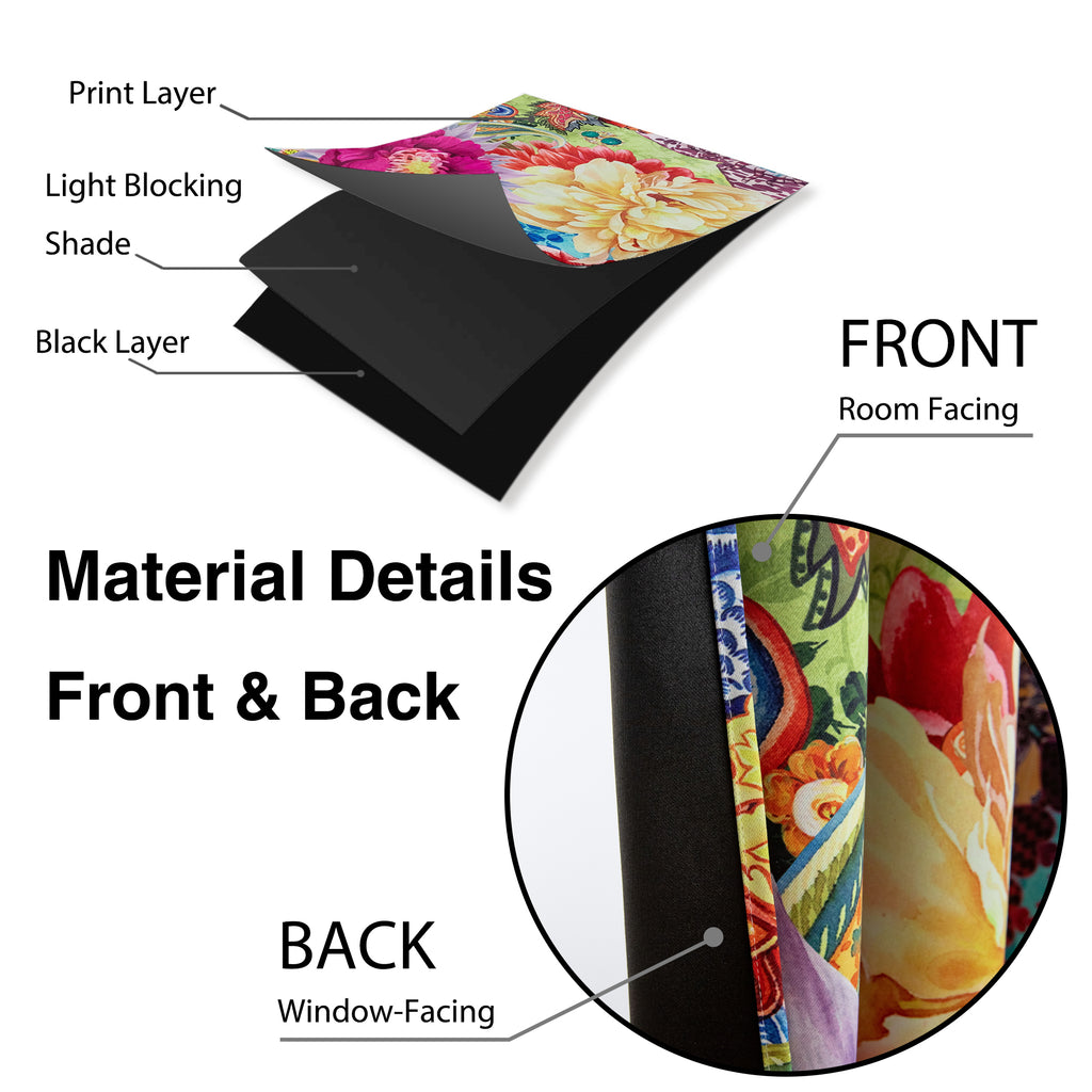 Blackout Window Curtains - 2 Panel Set - Thermal Insulated Boho Floral